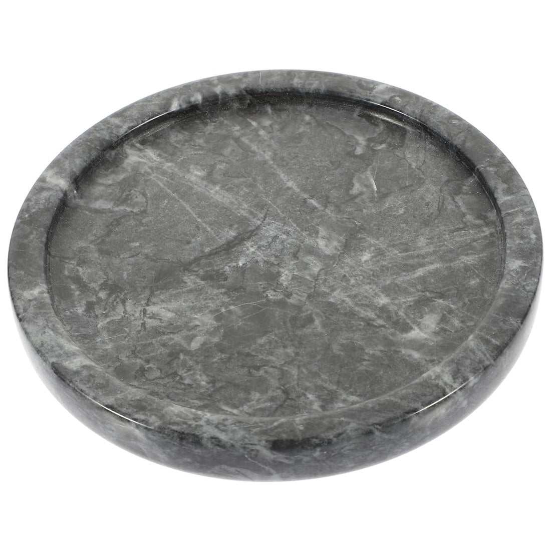 Alipis 5.5 inch round black marble vanity tray shown as a jewellery dish and decorative countertop organiser