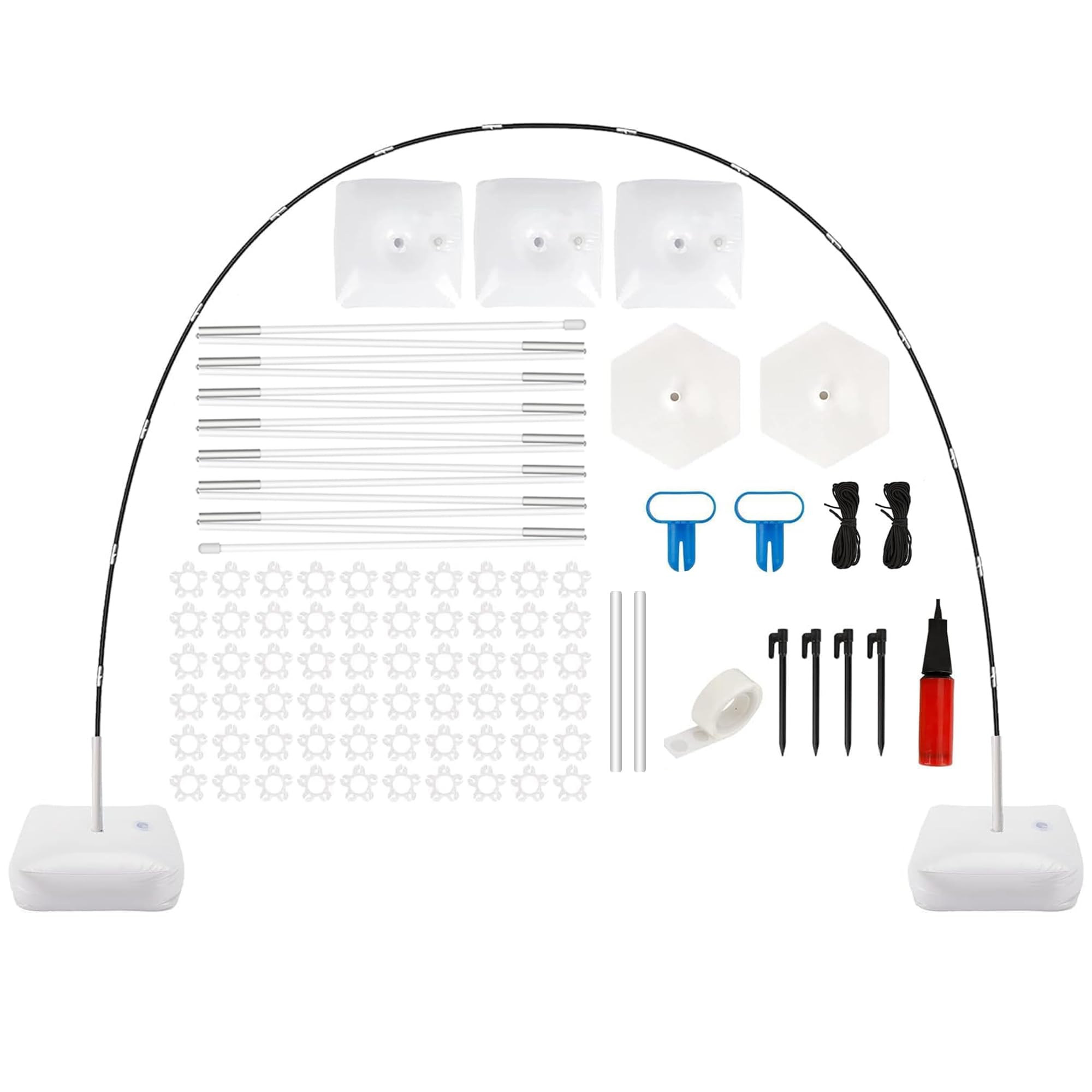 MUAEEOK Balloon Arch Kit assembled — 3m wide adjustable DIY party stand frame with fiberglass rods and PVC base