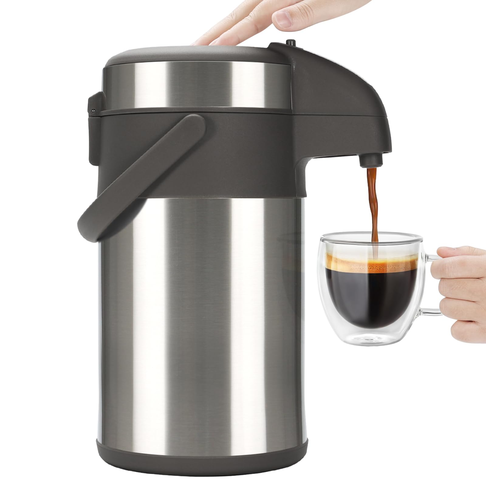 Olerd 3L stainless steel coffee airpot vacuum insulated beverage dispenser 360 rotating base safety lock pump