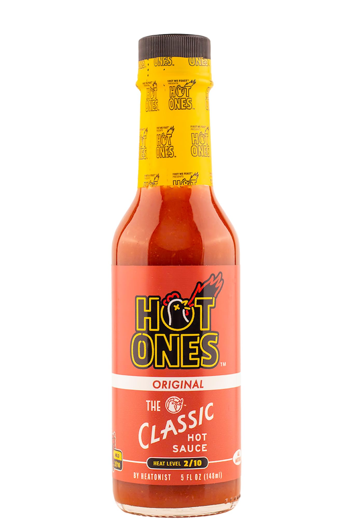 Hot Ones The Classic Hot Sauce — organic Chile de Arbol mild hot sauce with apple cider vinegar garlic and turmeric, the mildest sauce in the Hot Ones lineup for everyday use