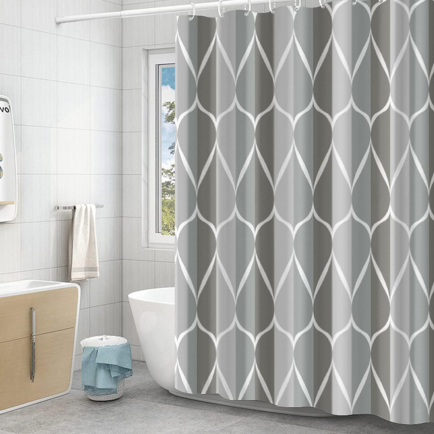 The Shower Curtain That Stays Put — In Grey: GERUIKE Extra Wide Weighted Shower Curtain at £28.90