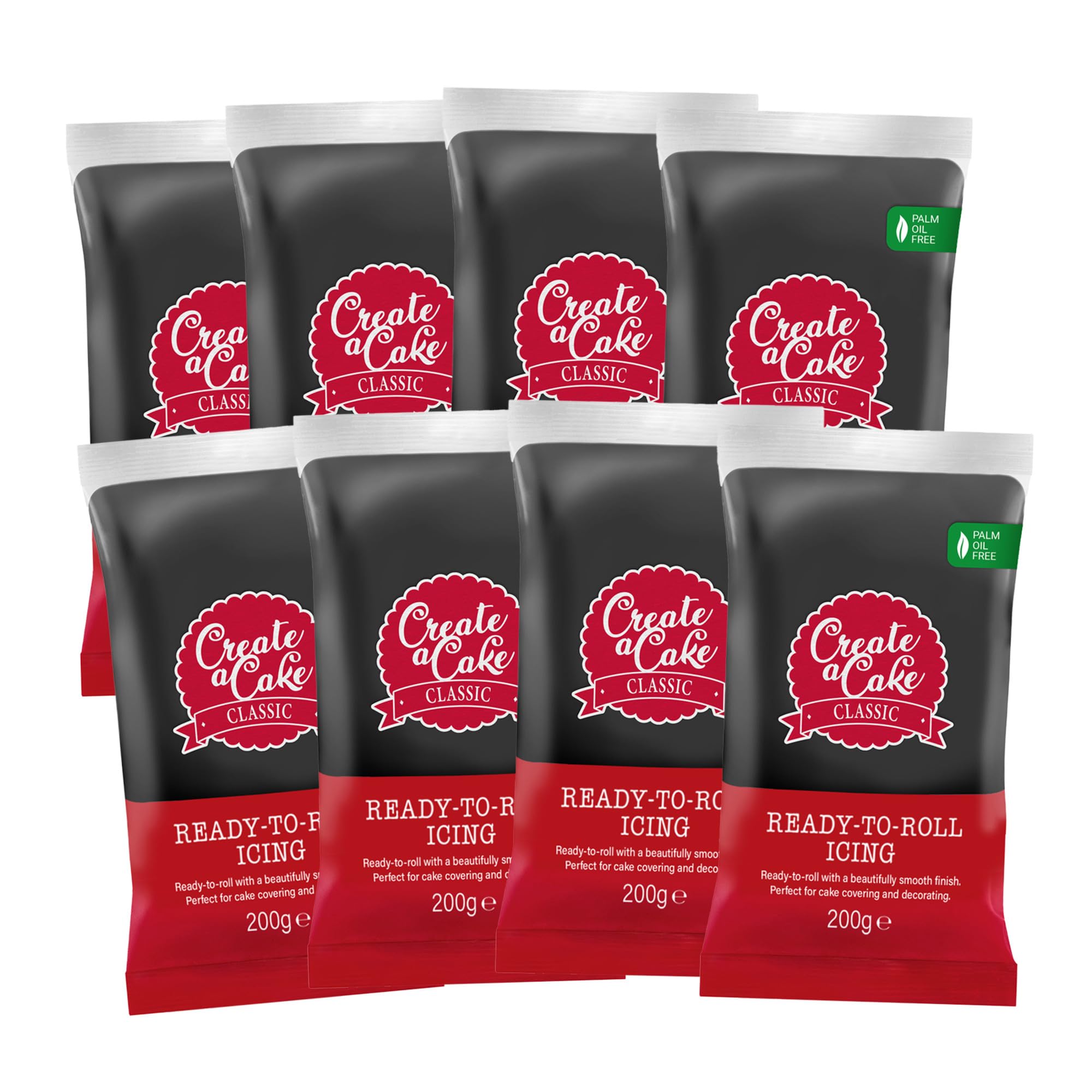 Cake decorating products from ALTOE — FunCakes Choco Cream, Renshaw Grey Fondant, and Create A Cake Black Fondant compared