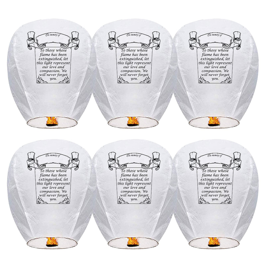 Douzi White Sky Lanterns 6 pack biodegradable Chinese paper lanterns with bamboo frame – for weddings, birthdays, parties and memorials