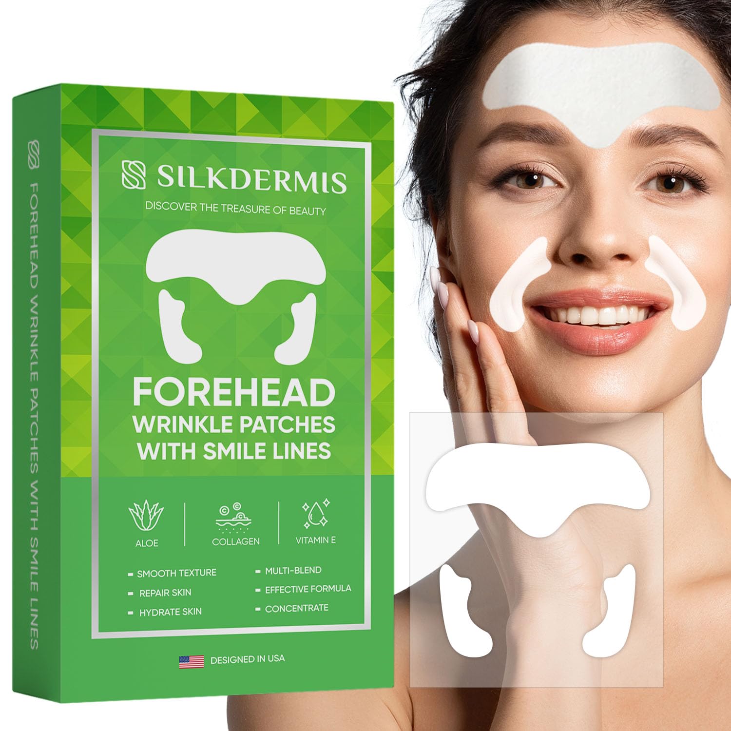 Smoother Skin While You Sleep: SILKDERMIS Anti-Wrinkle Patches Forehead & Smile Line Set 24pc