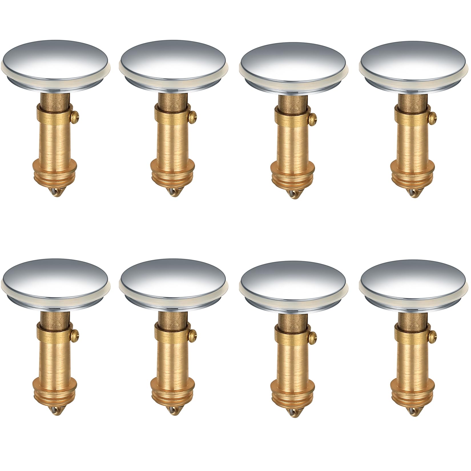 8-pack brass pop up sink plugs 38mm click clack drain stoppers with chrome finish — bulk bathroom basin plug set