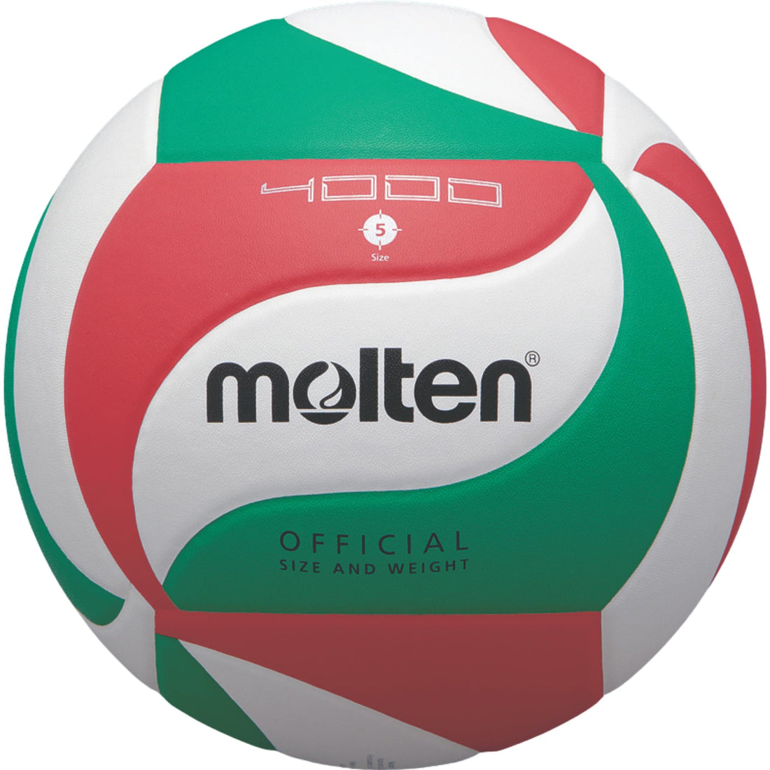 Molten V5M4000 indoor volleyball size 5 FIVB approved synthetic leather white green red seamless
