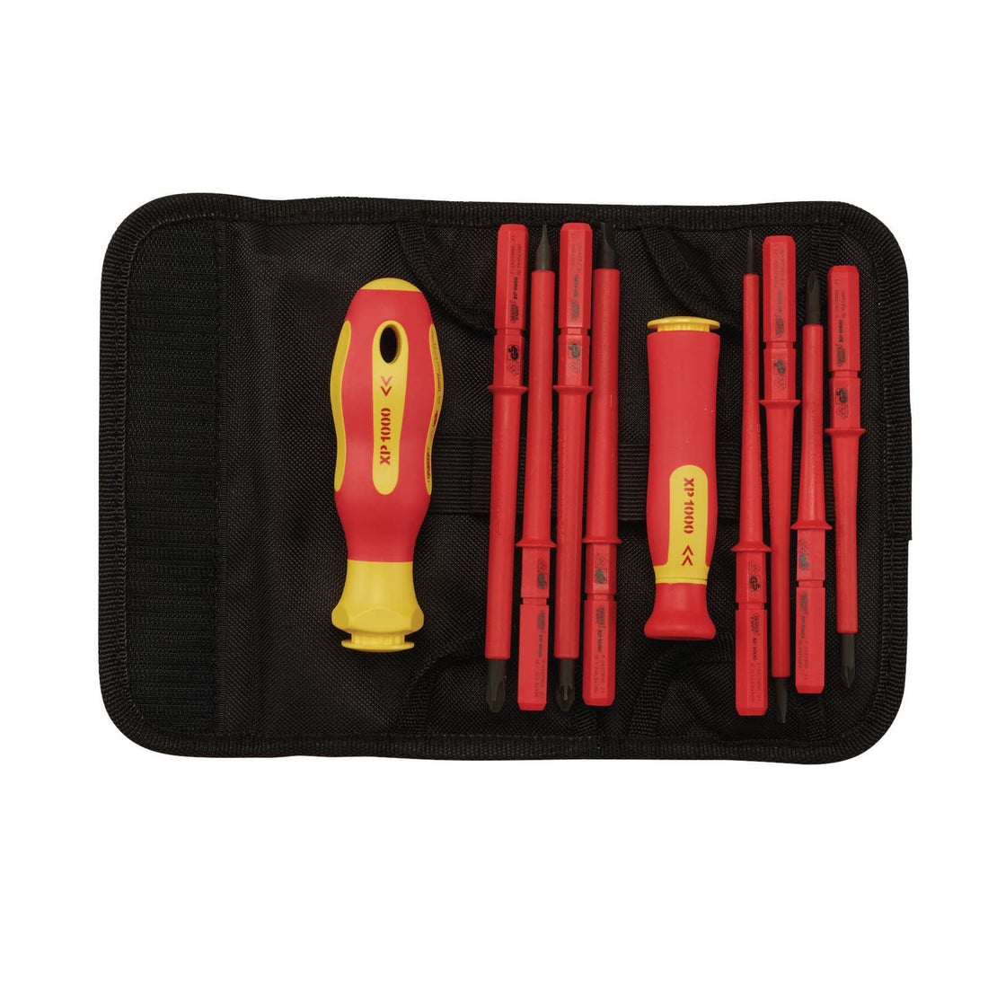 Draper XP1000 10 Piece VDE Insulated Precision Screwdriver Set – professional-grade precision screwdriver set with VDE dual insulated interchangeable blades for electrical work, ergonomic handles for reduced hand fatigue, model 05721