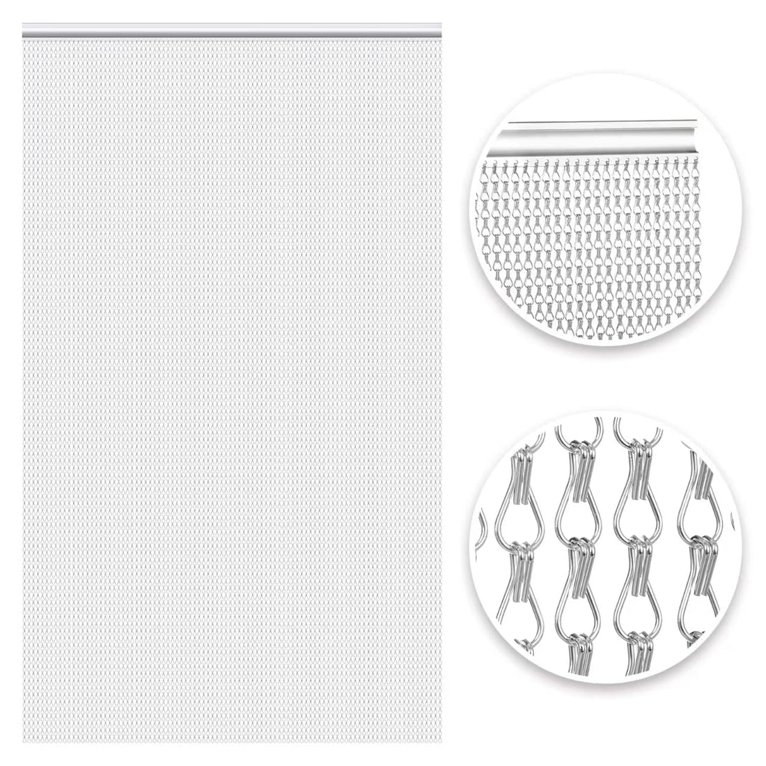 VerRich aluminium chain door fly screen 80x200cm silver 61 links tangle-free insect curtain two-screw installation