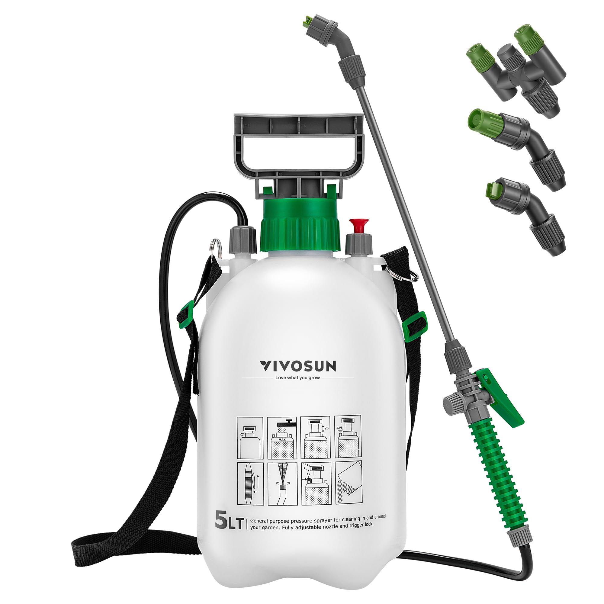 VIVOSUN 1.3 Gallon Pump Pressure Sprayer | 5L Garden Water Spray Bottle
