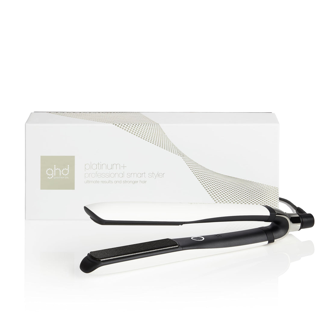 ghd Platinum+ Professional Hair Straightener in white — one of four hair straighteners compared at ALTOE for a salon-sleek finish at home