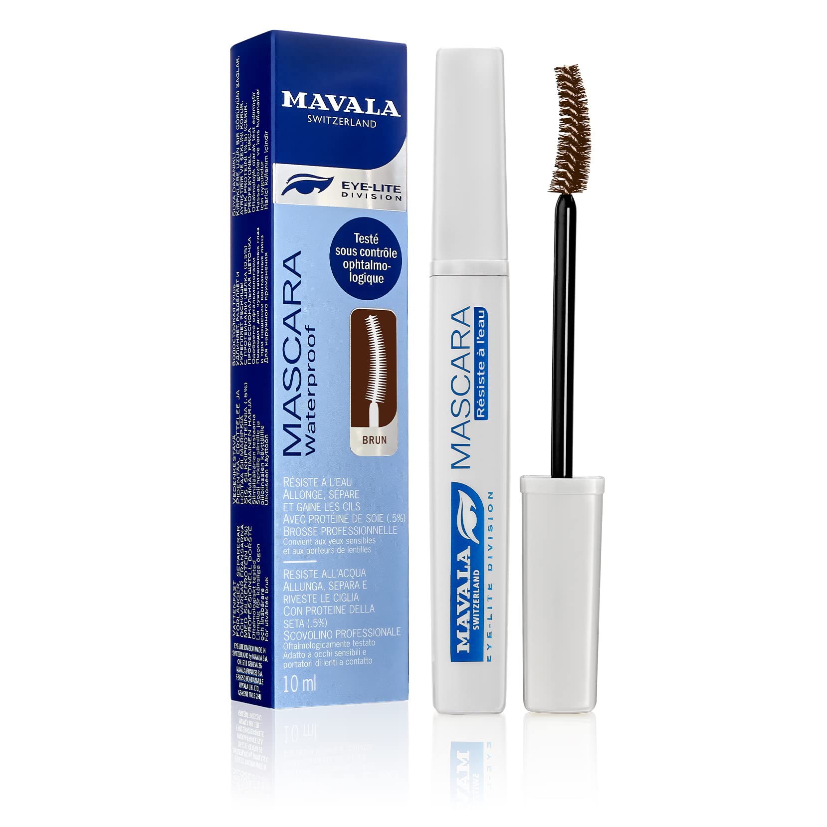 Mavala Waterproof Mascara in Brown — conditioning and lengthening lash treatment for a refined, natural look