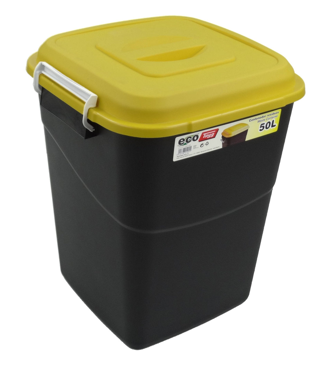 Tayg EcoTayg 50L Waste Bin – large anti-tip recycling bin with safety lid in grey for kitchen or utility room waste and recycling separation