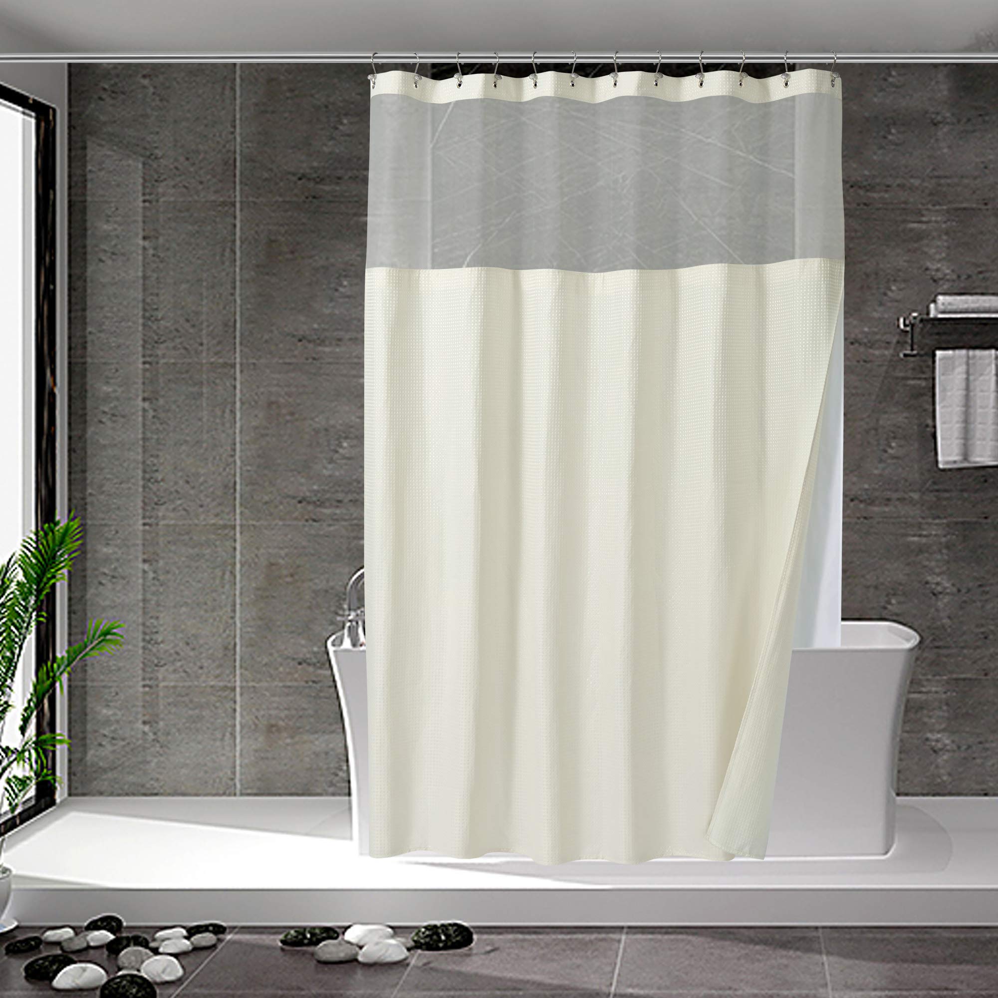 N&Y HOME Waffle Weave Shower Curtain with Snap-in Liner and Hooks in Cream — the hotel-style bathroom upgrade that transformed Vivienne Okafor's bathroom from functional to genuinely beautiful