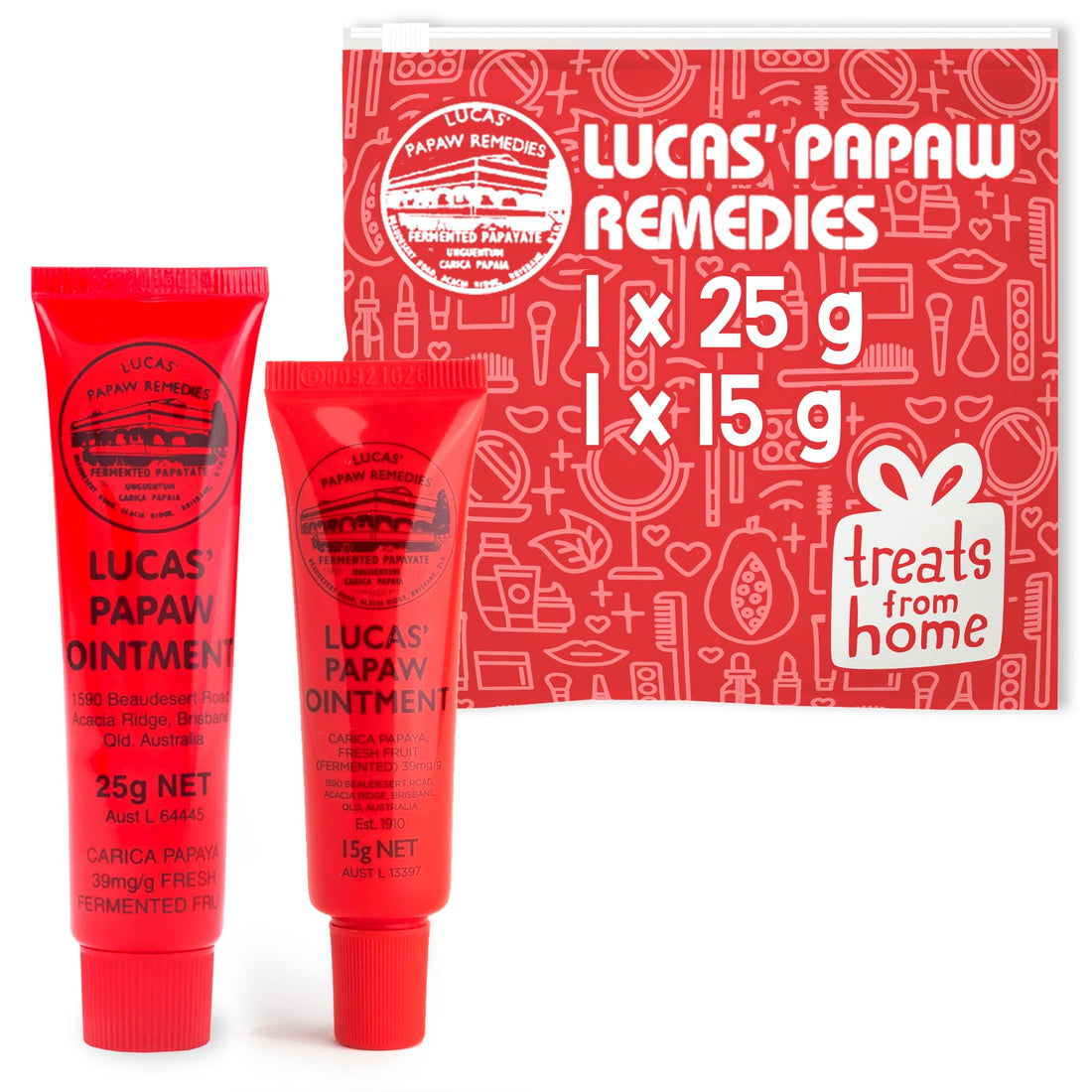 Lucas Pawpaw Ointment natural Australian lip balm and skin cream – 2x15g and 2x25g tubes, TGA-approved