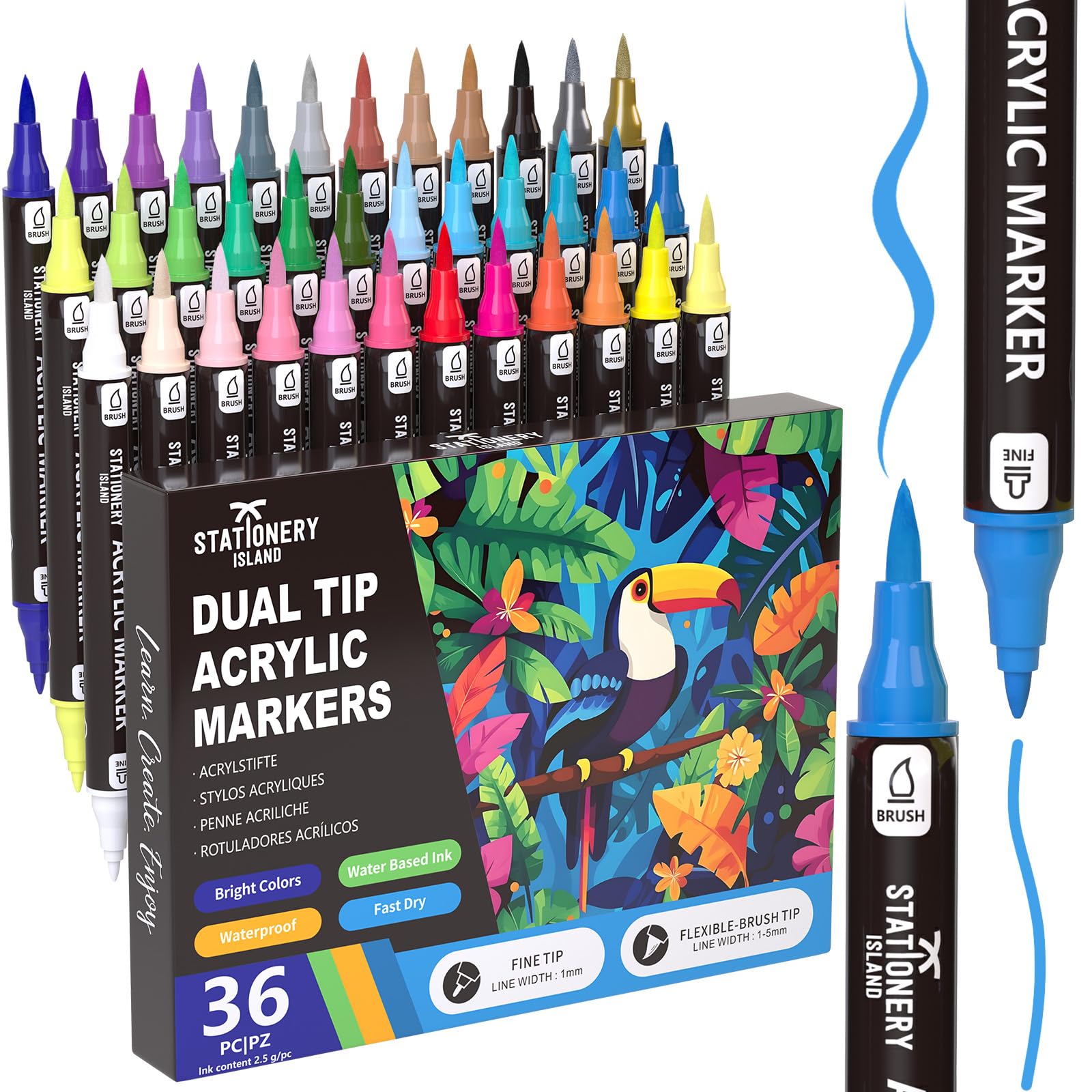 Stationery Island 36 Acrylic Paint Pens Review – Dual Tip Markers for Every Surface