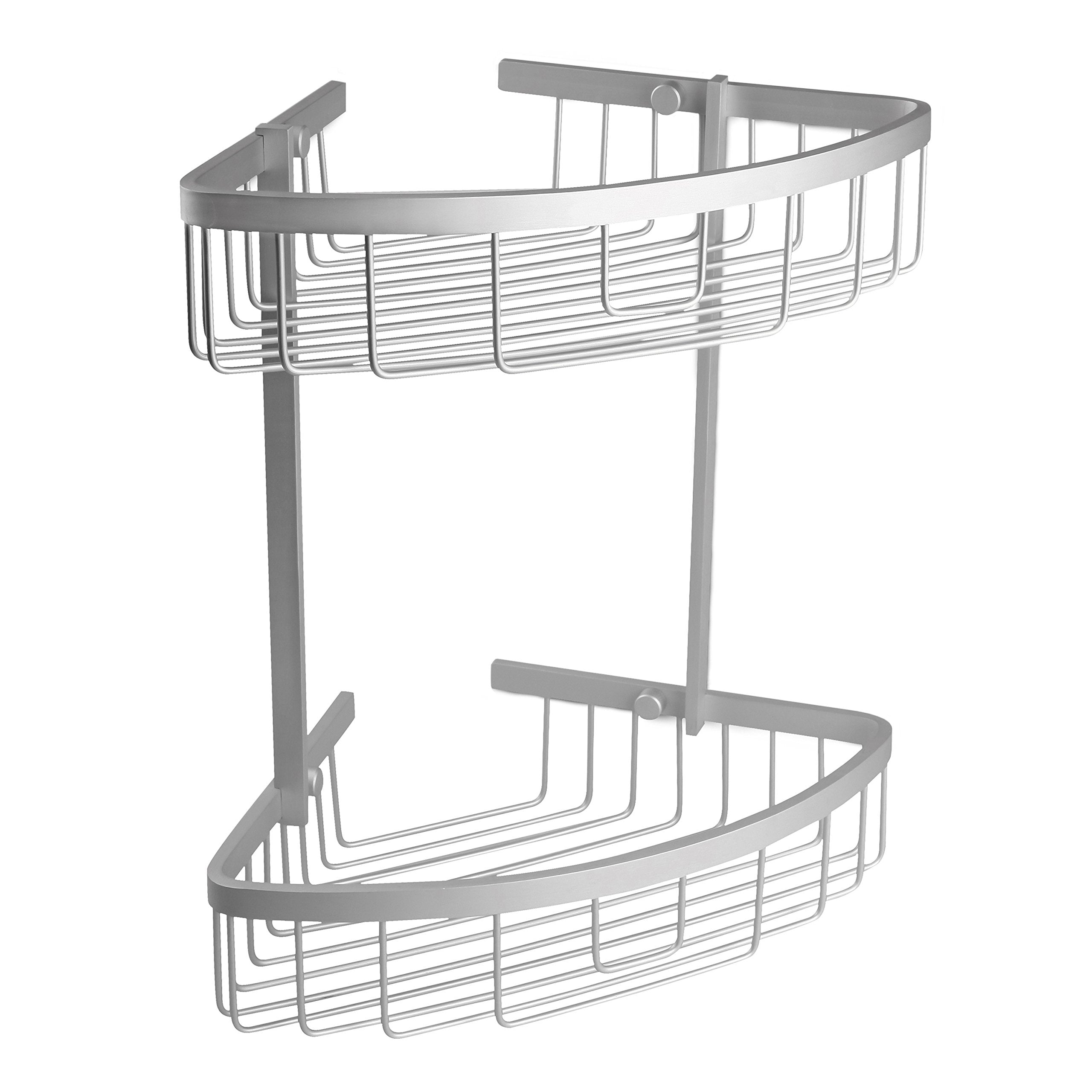 TATAY 2-tier corner shower shelf rustproof aluminium – no-drill Quick Fix, slotted base, 20-year warranty