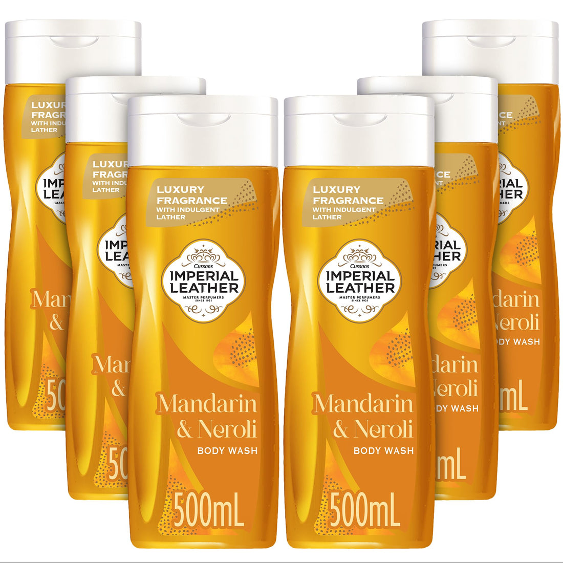 Imperial Leather Mandarin & Neroli Body Wash 500ml Pack of 6 – luxury citrus shower gel with signature oil blend