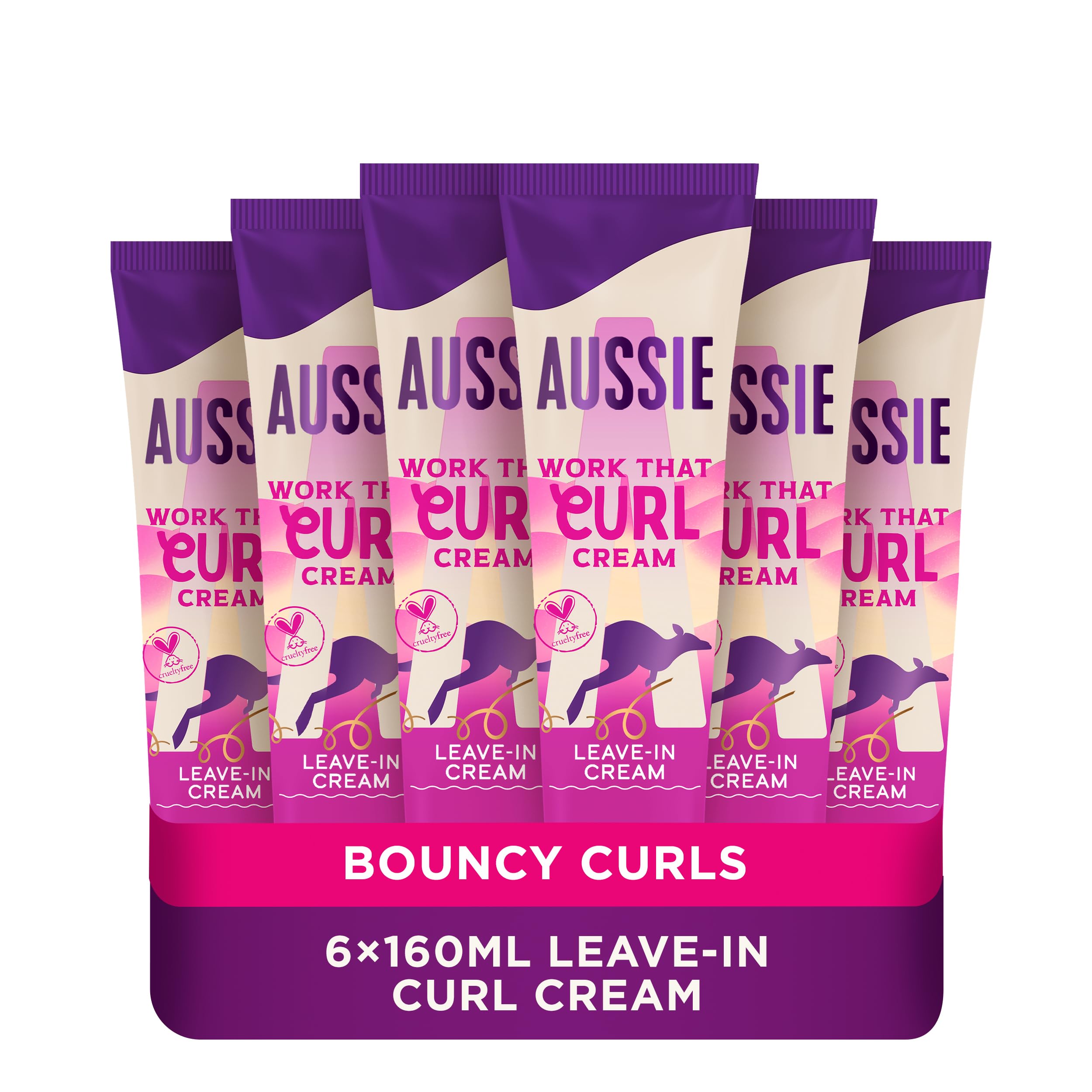 Aussie Work That Curl Defining Cream vegan leave-in for curly and wavy hair with coconut oil, jojoba oil and macadamia nut oil