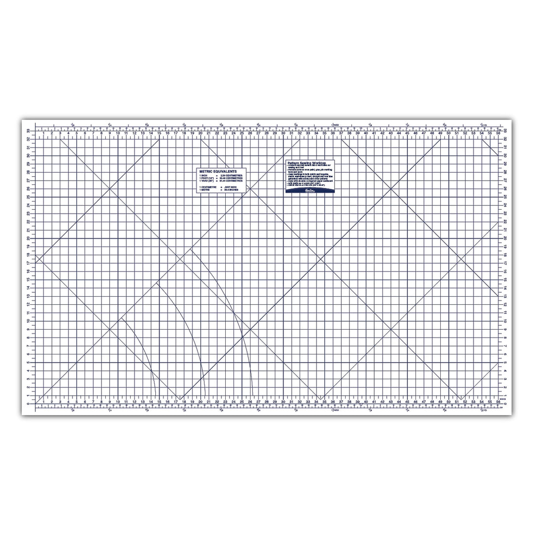 Hemline Foldable Pattern Cutting Board 91x151cm – large white sewing template with gridlines, metric and imperial measurements, bias guides and circle guides, folds flat for storage