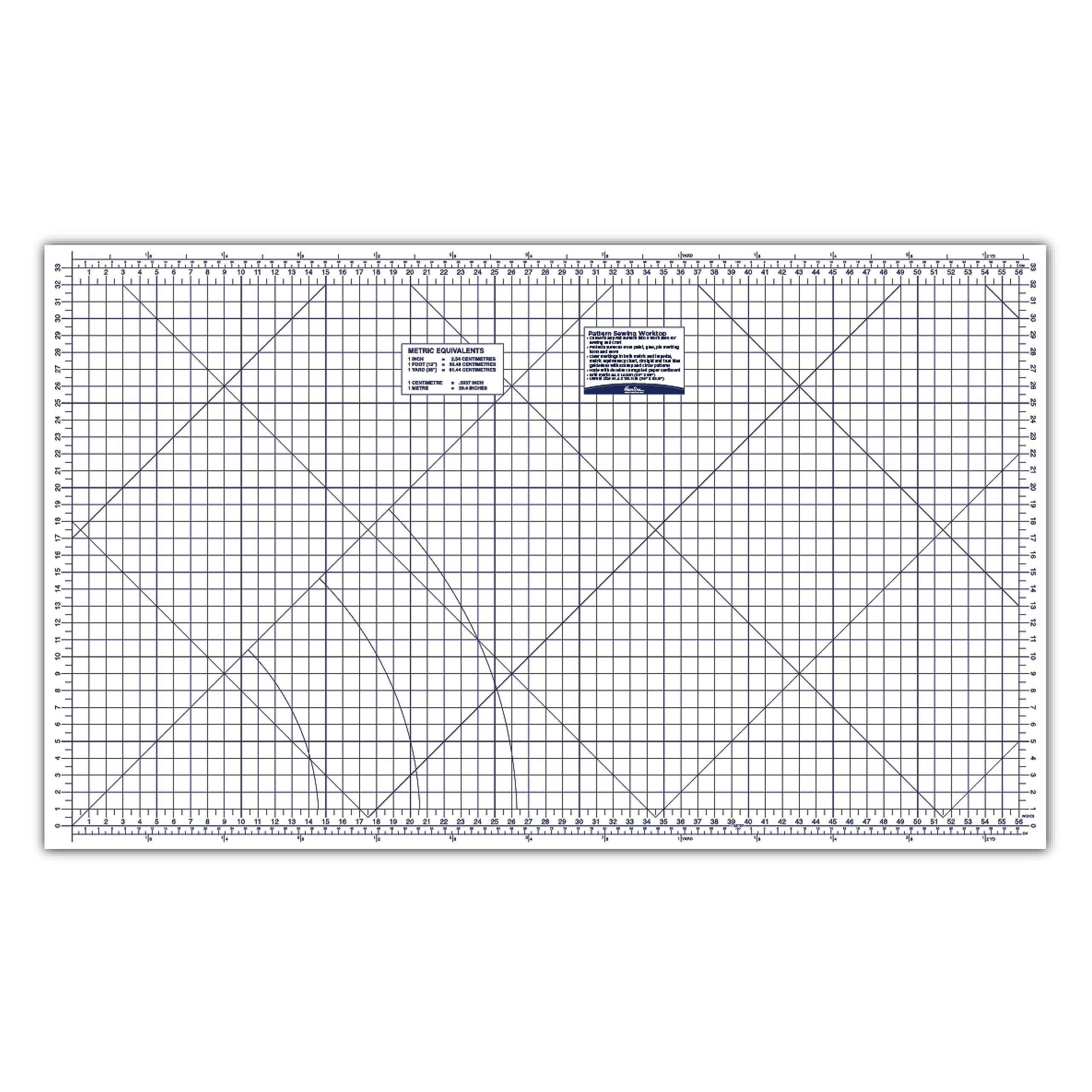 Hemline Foldable Pattern Cutting Board 91x151cm – large white sewing template with gridlines, metric and imperial measurements, bias guides and circle guides, folds flat for storage