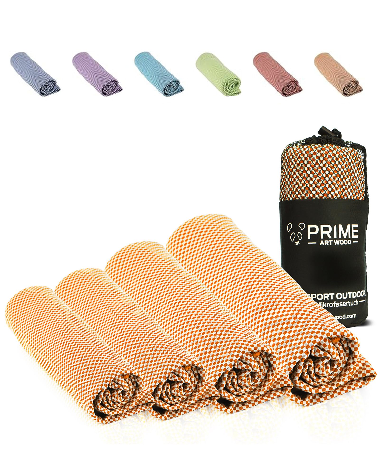 Prime Art Wood Bamboo Travel Towel – Ultralight Quick-Dry Orange XL