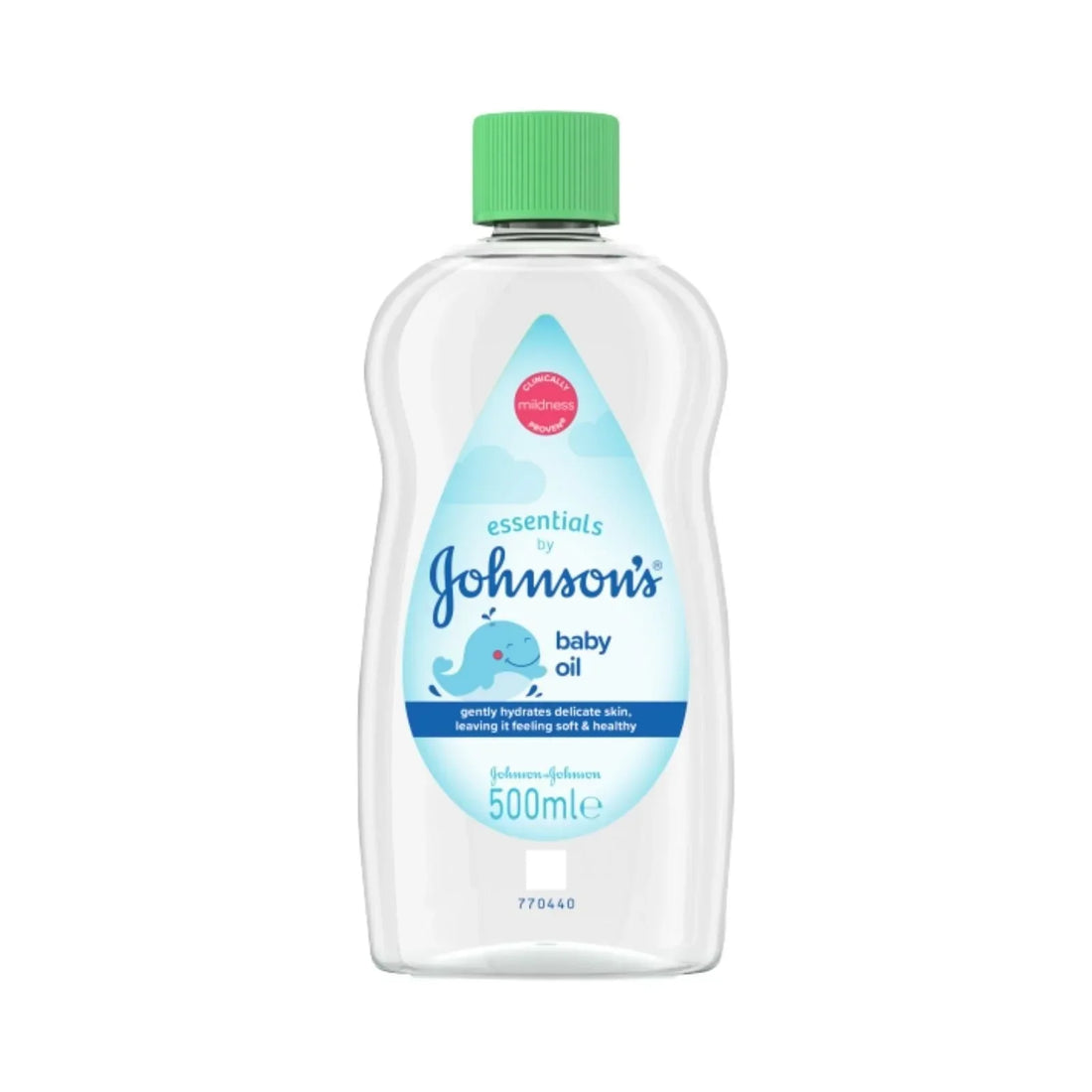 Johnson's Baby Oil 500ml – hypoallergenic dermatologist-tested gentle baby oil for moisturising and nourishing delicate baby skin, works best on damp skin, suitable for all babies, 500ml bottle