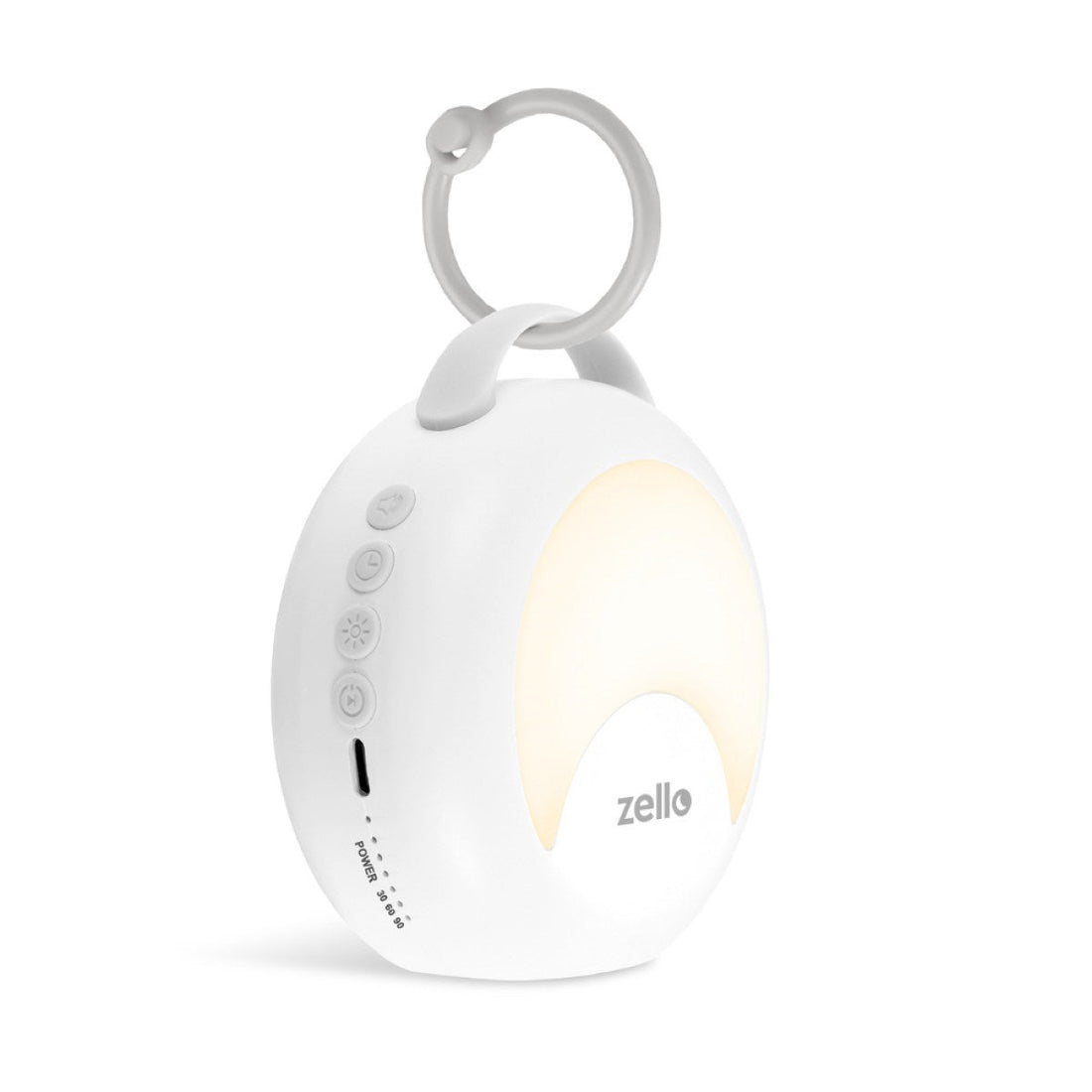 Zello Portable White Noise Machine with 30 soothing sounds 7 colour moon nightlight 20hr battery voice record function and sleep timer — compact USB rechargeable baby sound machine for pram pushchair cot and nursery