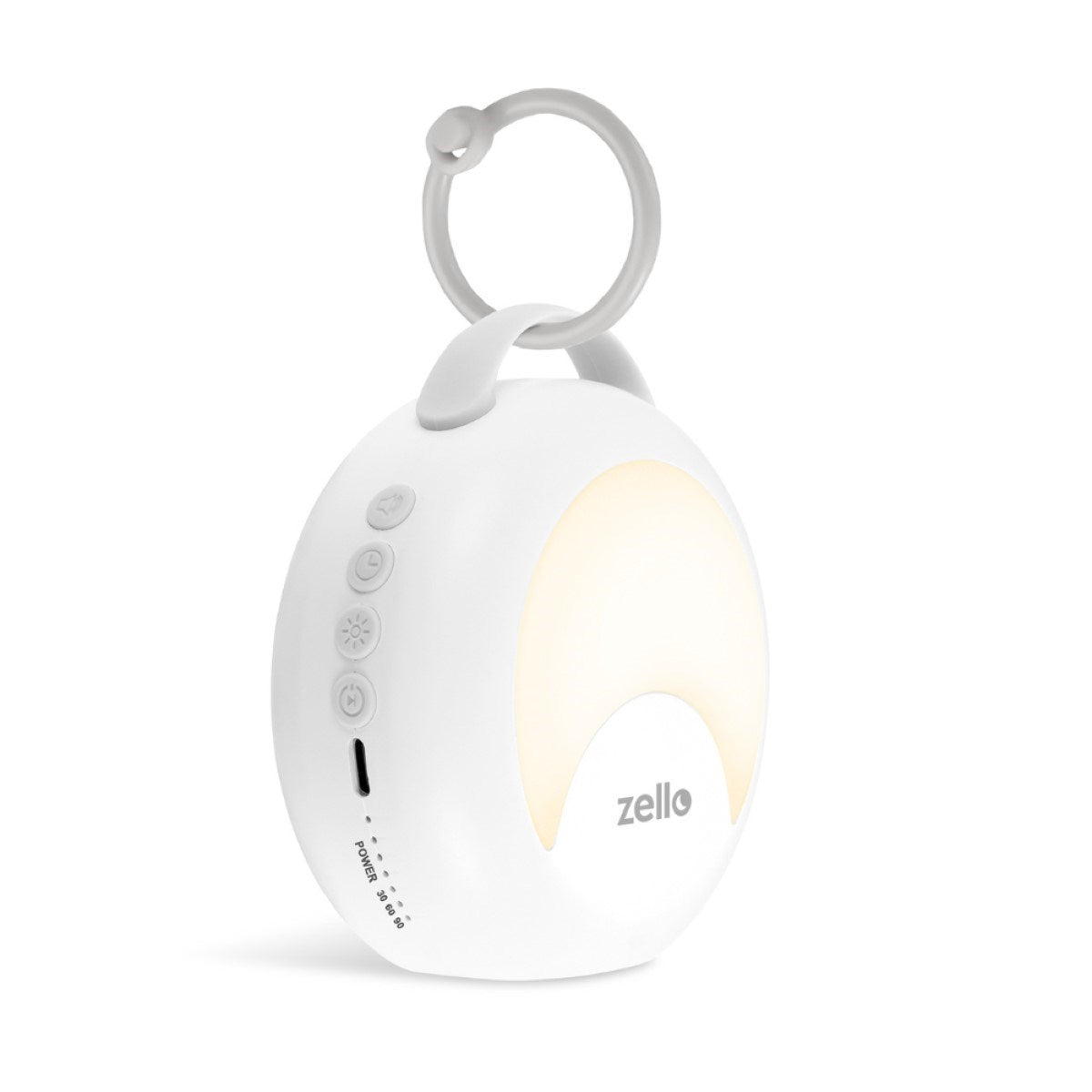 Zello Portable White Noise Machine with 30 soothing sounds 7 colour moon nightlight 20hr battery voice record function and sleep timer — compact USB rechargeable baby sound machine for pram pushchair cot and nursery