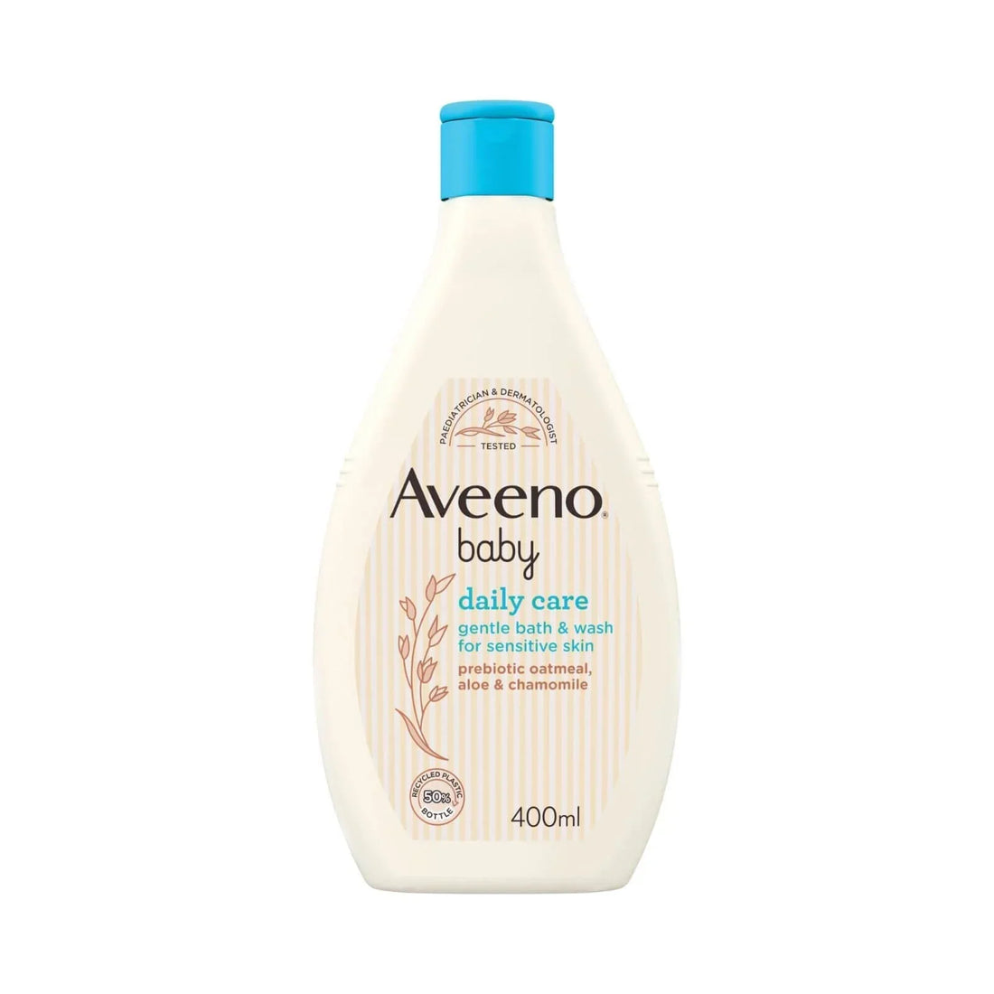 Aveeno Baby Daily Care Gentle Bath and Wash 400ml — colloidal oatmeal formula with aloe and chamomile, suitable from birth, paediatrician tested and tear-free