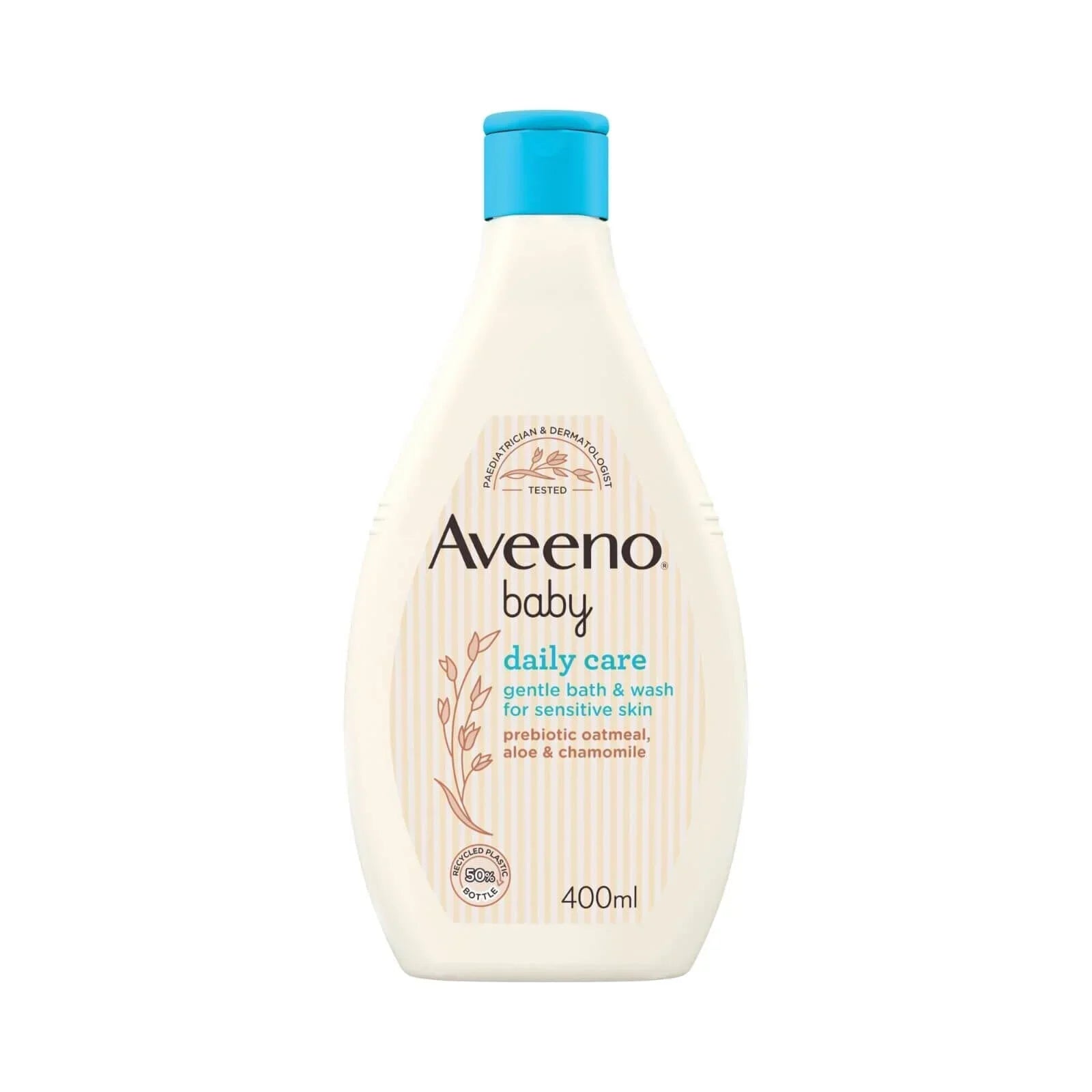 Aveeno Baby Daily Care Gentle Bath and Wash 400ml — colloidal oatmeal formula with aloe and chamomile, suitable from birth, paediatrician tested and tear-free