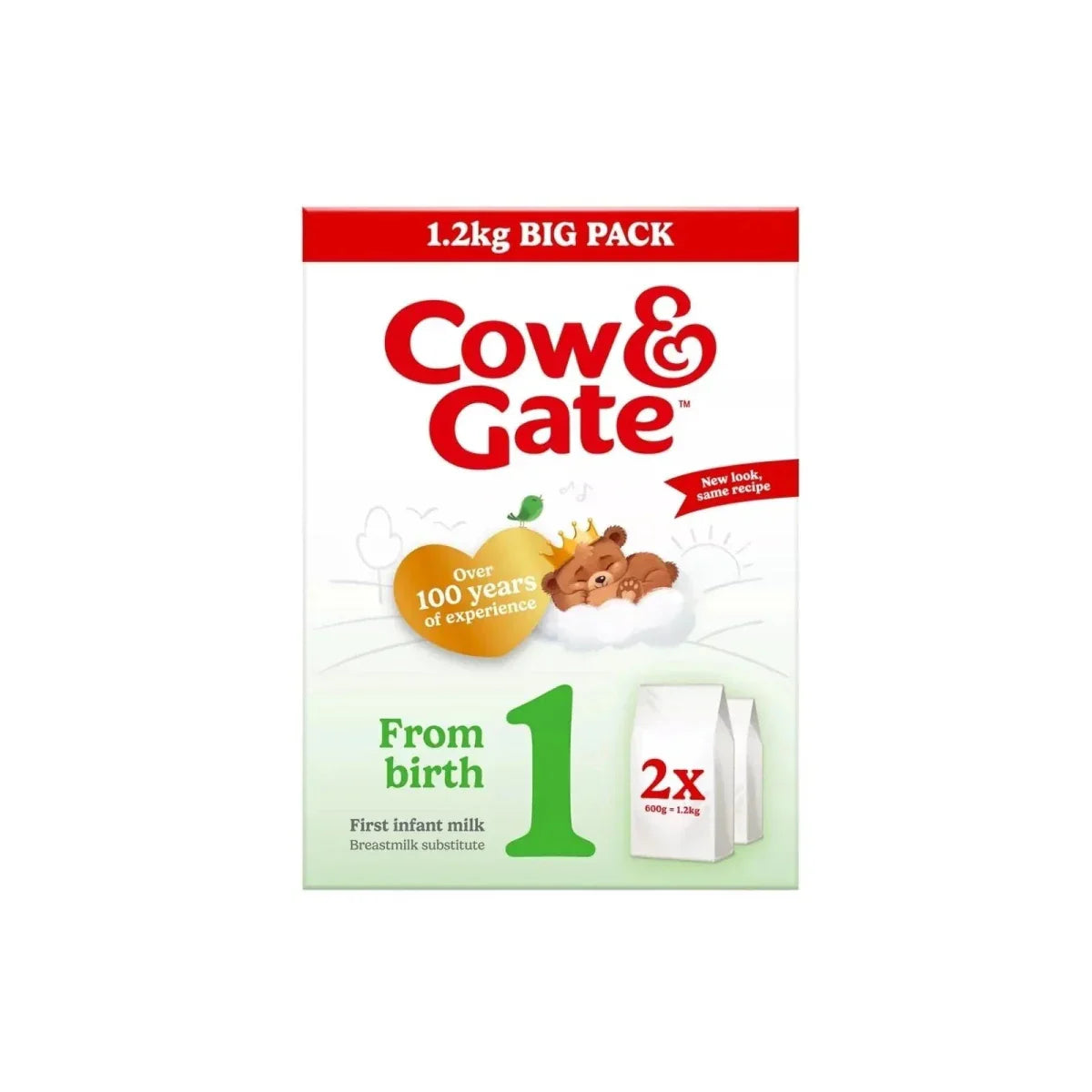 Cow & Gate 1 First Infant Milk Formula from Birth 1.2kg (2x600g) — a trusted breastmilk substitute for newborns