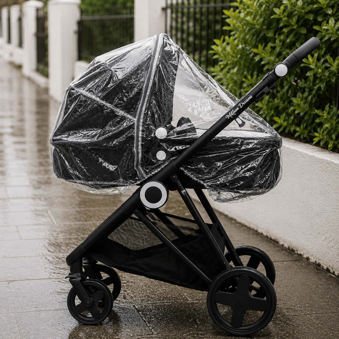 For Your Little One Universal Carrycot Raincover – durable 250 micron PVC transparent rain cover fitting all carrycot models, with clear visibility panel, breathable ventilation and simple attachment system for complete baby weather protection