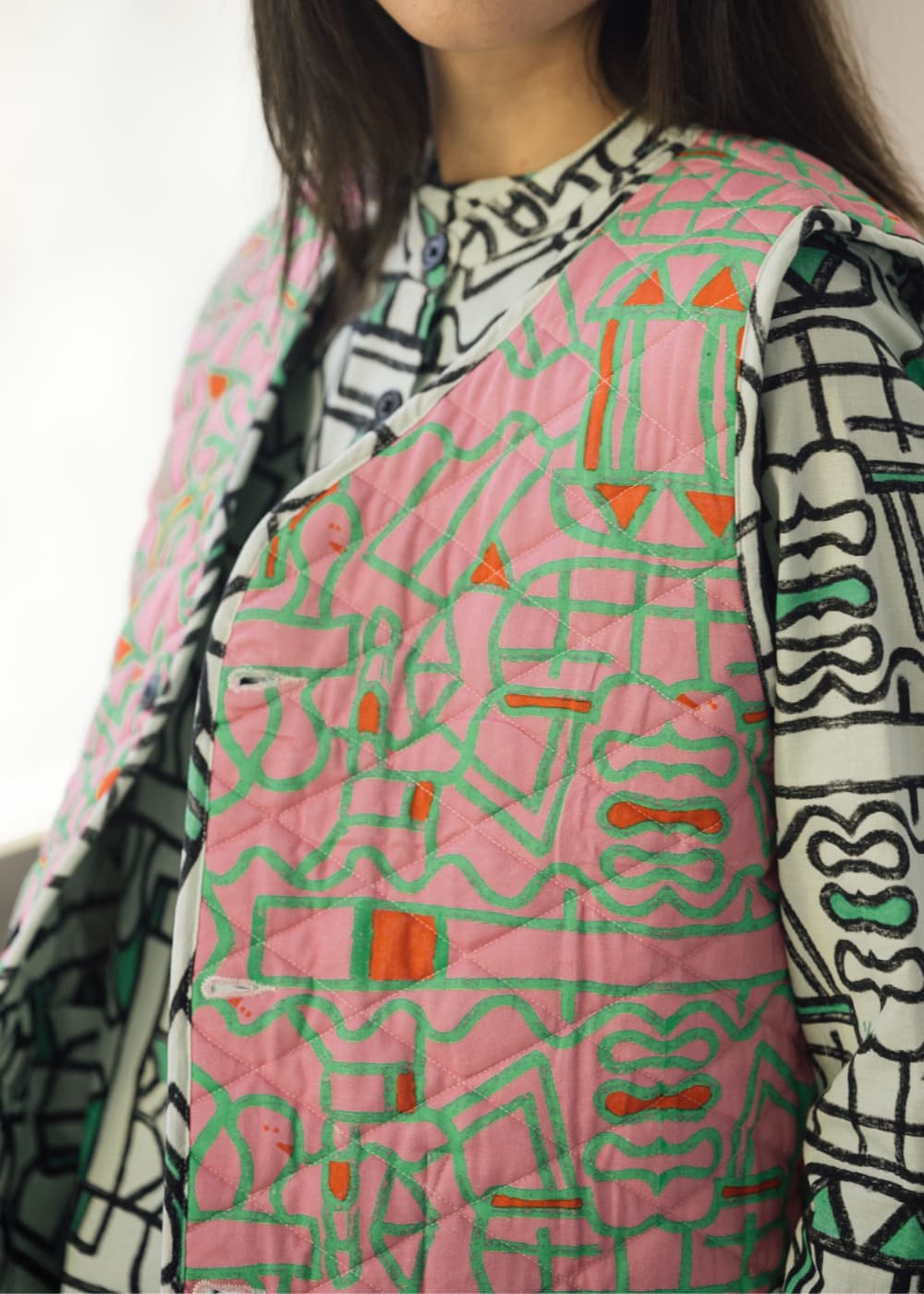 Wild Clouds Driftstate Reversible Organic Cotton Quilted Gilet – Two Playful Prints in One, Plastic-Free Quilting, Sizes XS–XL at £53.40