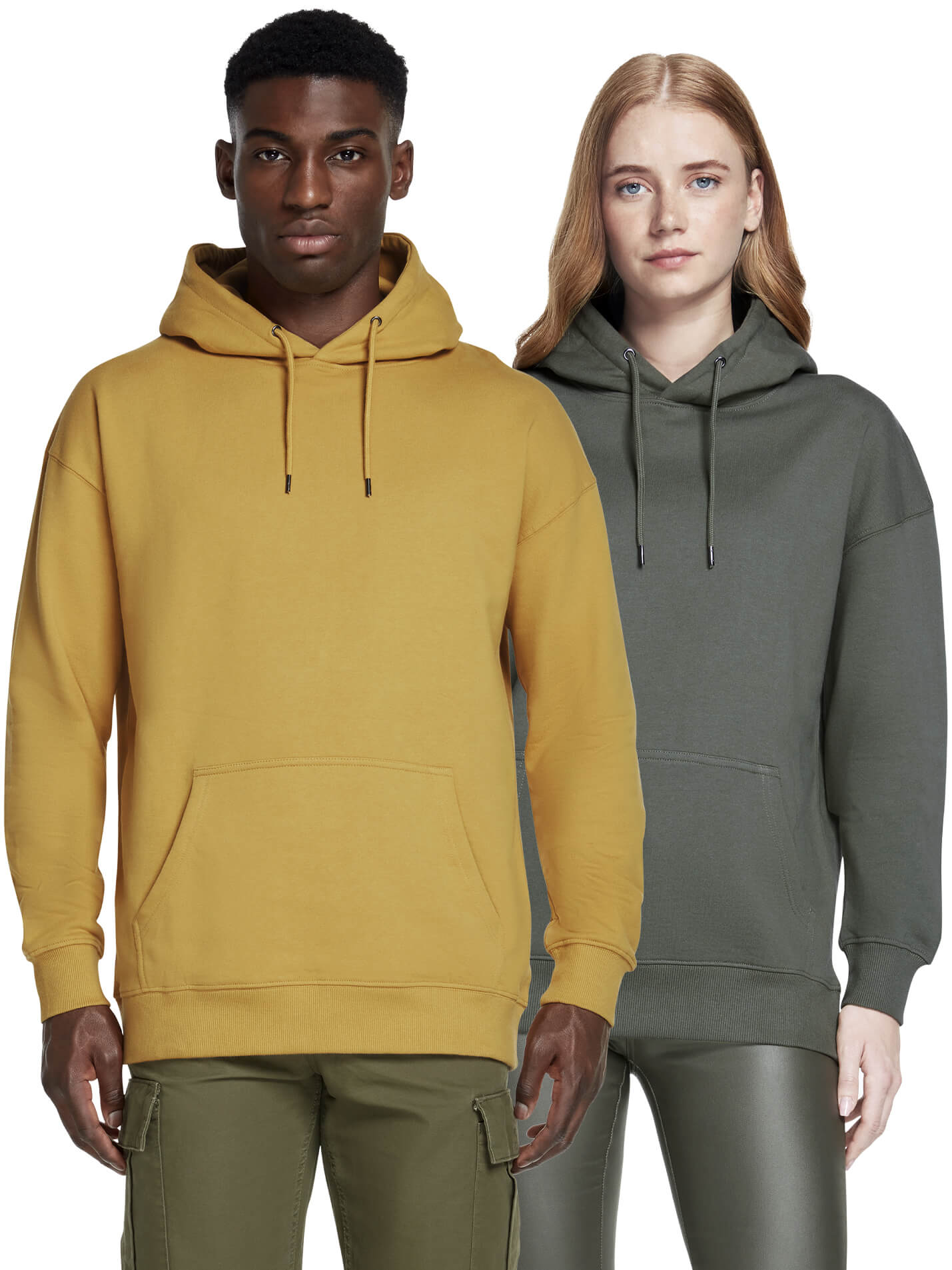 Organic Cotton Faded Hoodie Unisex from Earth Wardrobe showing the naturally faded worn-in look relaxed fit drawstring hood front kangaroo pocket and ribbed cuffs in 100% organic cotton
