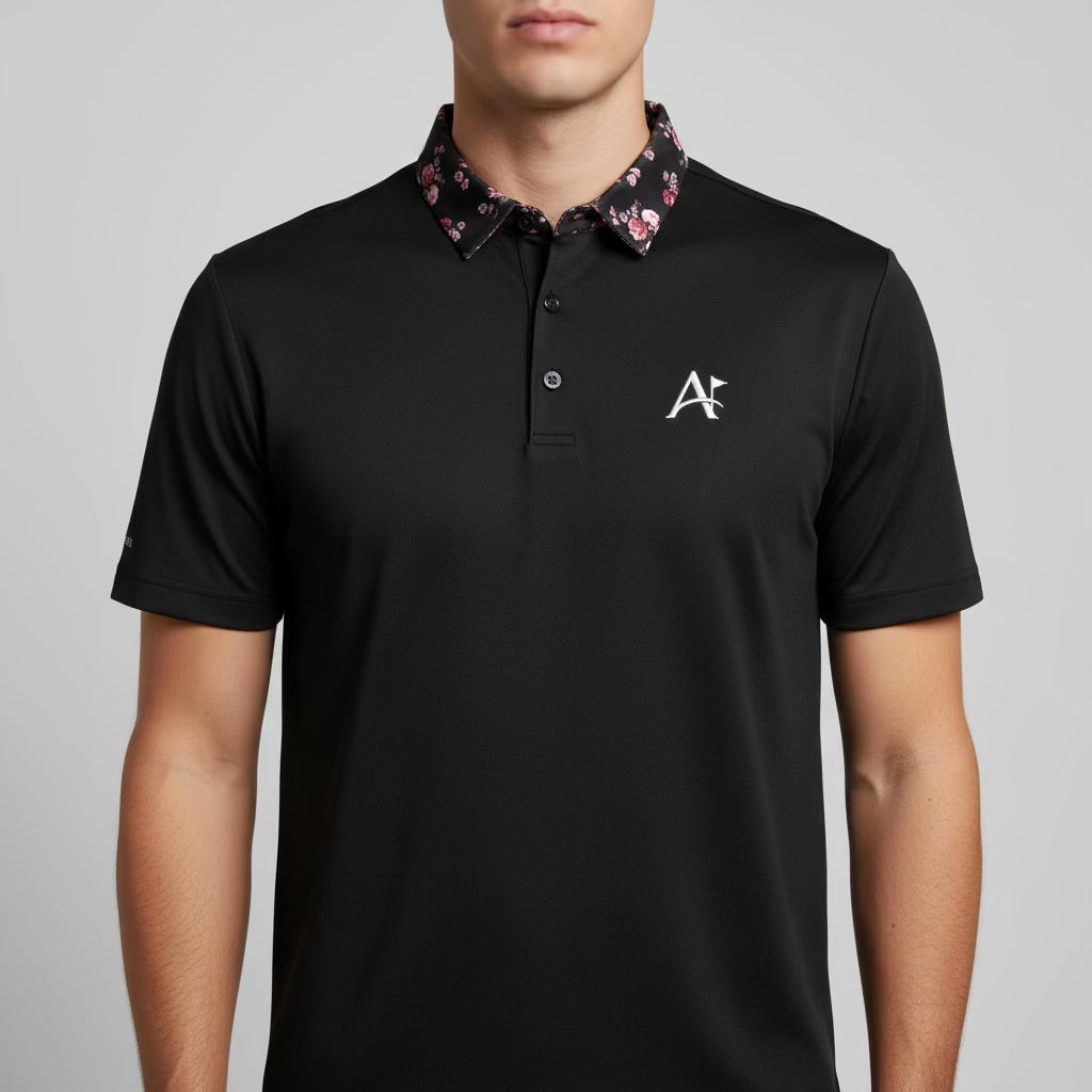 Style Meets Performance on the Fairway: The Aventa Golf Floral Collar Polo Shirt at £35.99