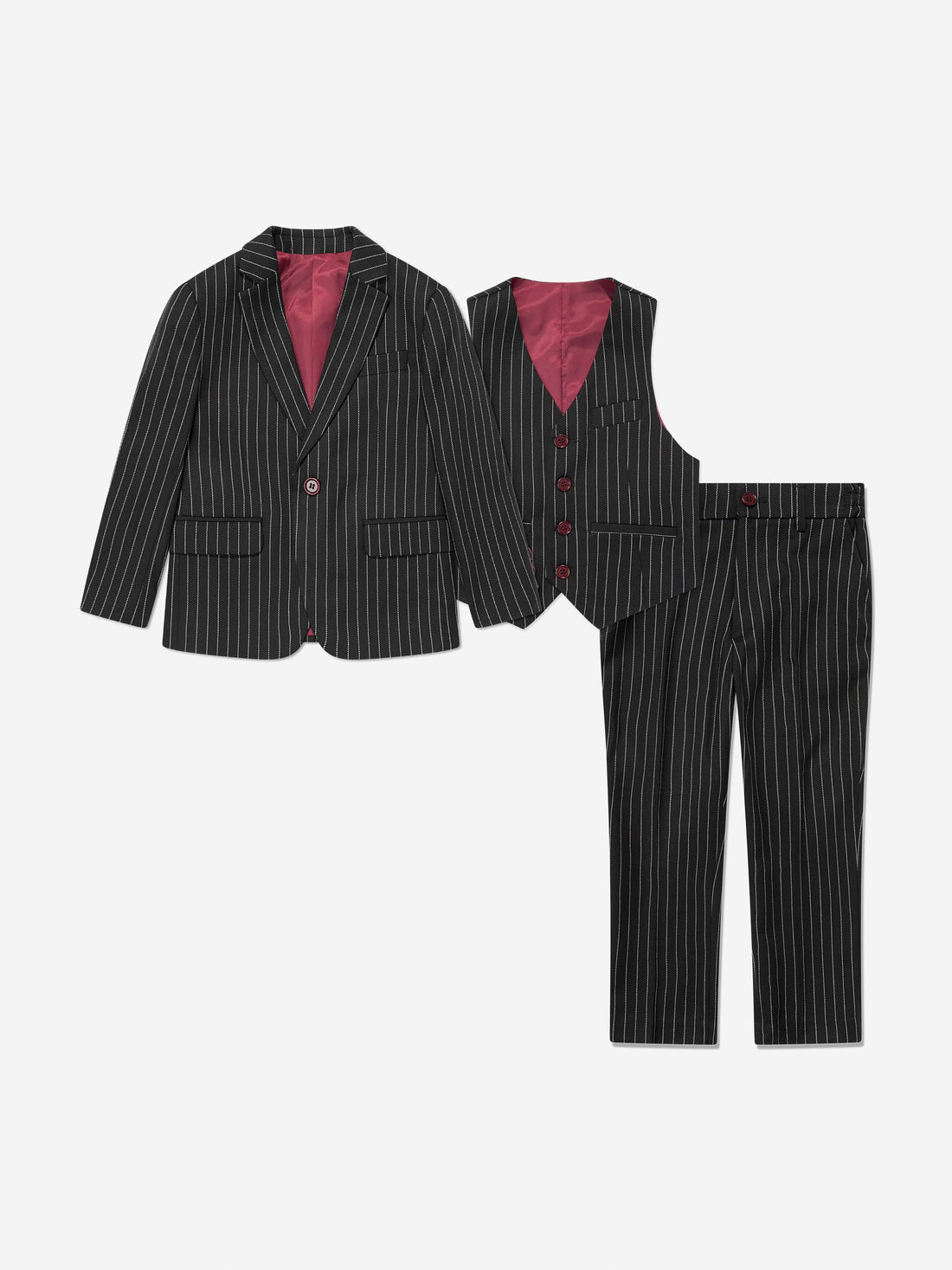 SUITLAB London Boys Black Striped 3 Piece Tuxedo Suit Set – The Premium Boys’ Suit That Balances Dapper & Comfortable