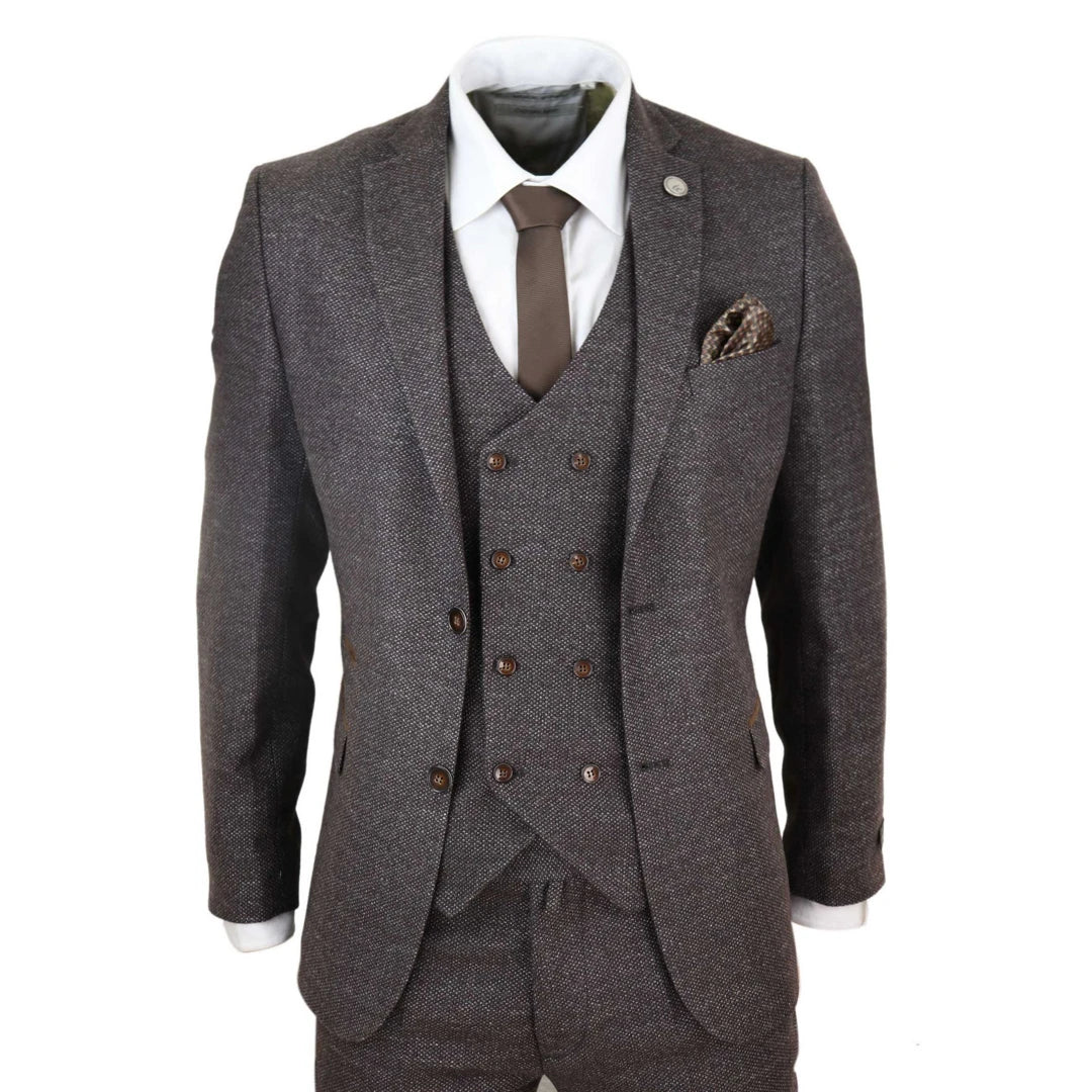The Suit That Means Business: STZ32 Men's Wool Tweed 3-Piece 1920s Suit