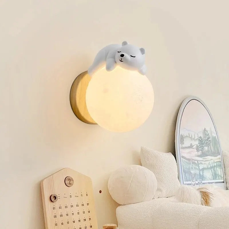 Light My House Bear and Moon LED Wall Light – warm white nursery night light with bear and moon silhouette design for children’s bedroom or nursery wall