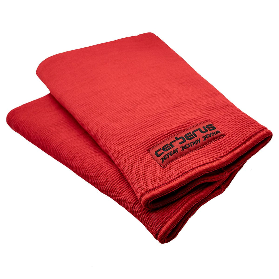CERBERUS Strength Triple-Ply Knee Sleeves in heavy duty triple-ply polyester blend — straight cut design for maximum compression and squat bounce, supplied as a pair