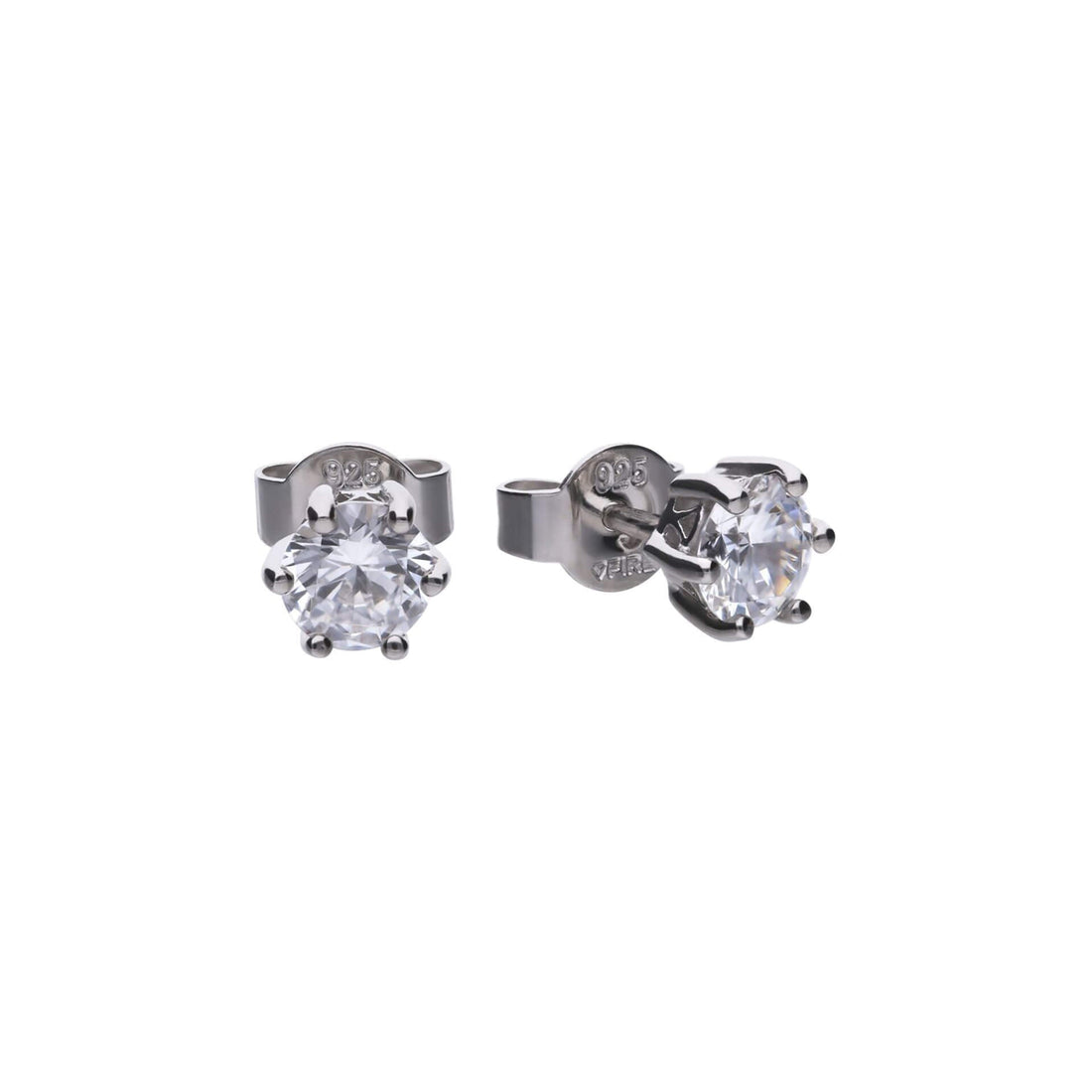 Diamonfire Six Claw Carat Stud Earrings in sterling silver with precision-cut zirconia stones in a classic six-claw setting