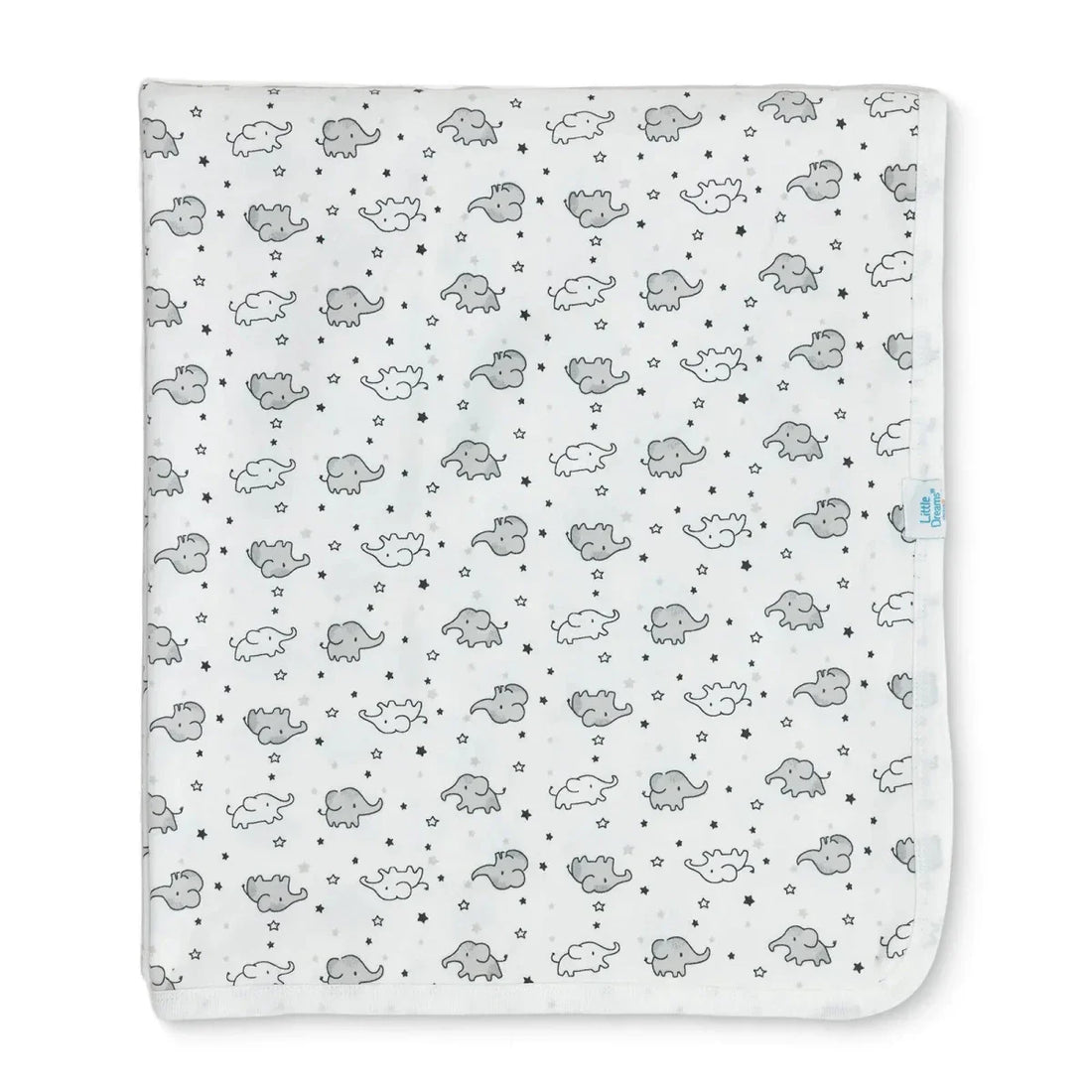 Little Dreams Boys Cotton Jersey Blanket in ecru laid flat showing soft cotton fabric texture and 80x90cm size