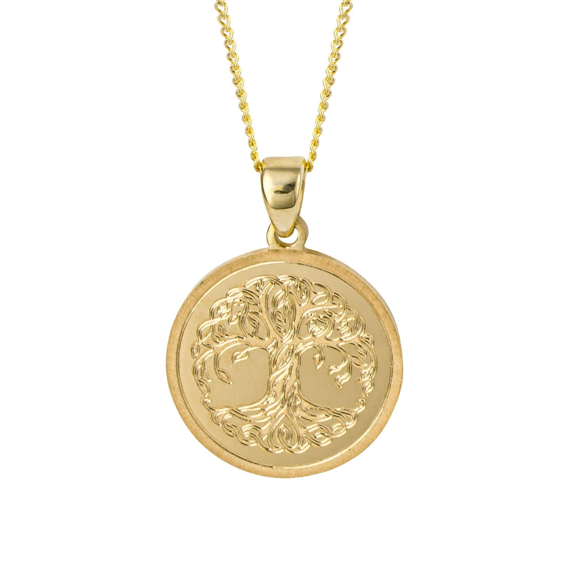 Gecko Jewellery 9ct Yellow Gold Engravable Tree of Life Pendant – solid gold pendant with intricate tree of life design and engravable surface for personalised jewellery gifting