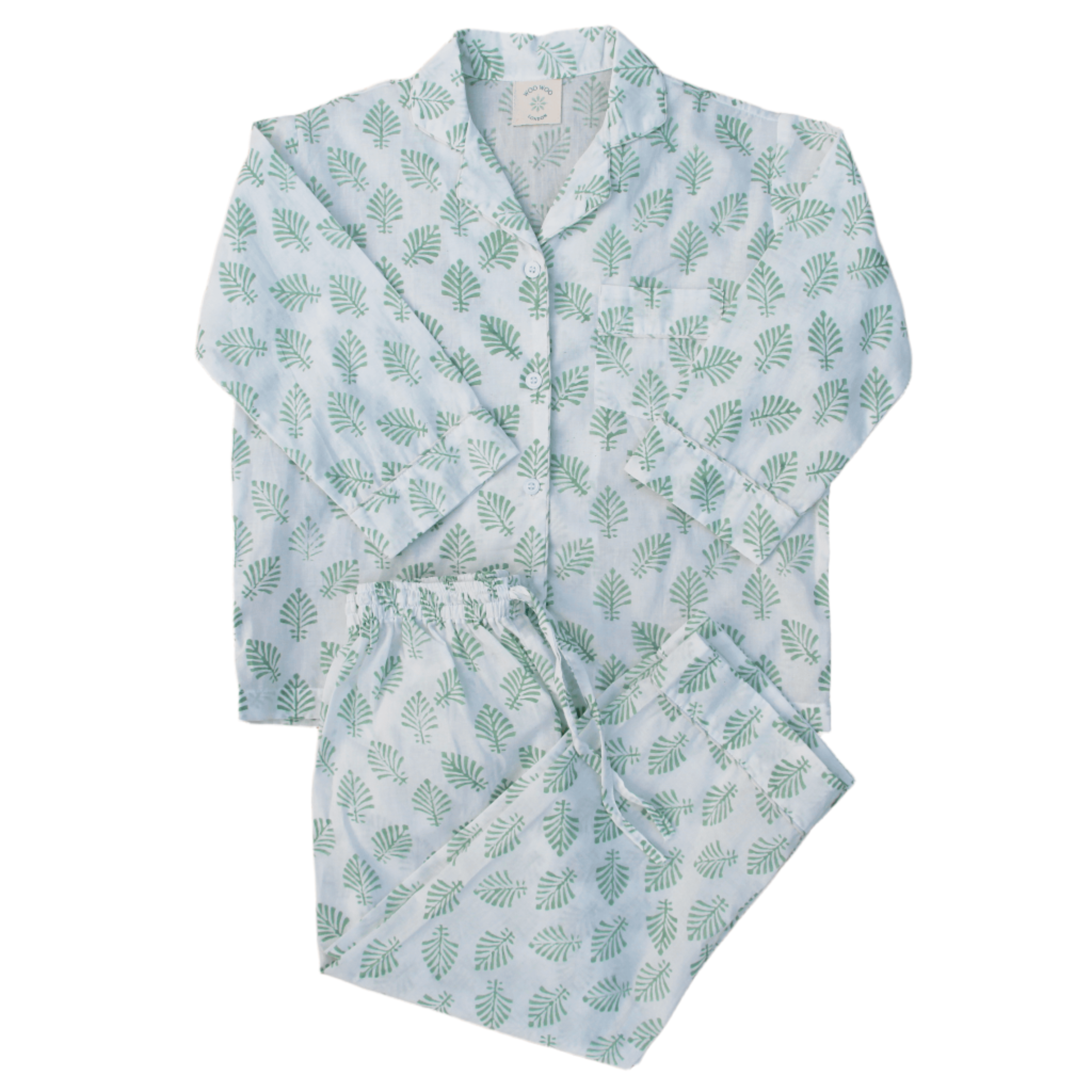 Sleep in Style – The WooWoo London Sage Green Leaf Pyjamas