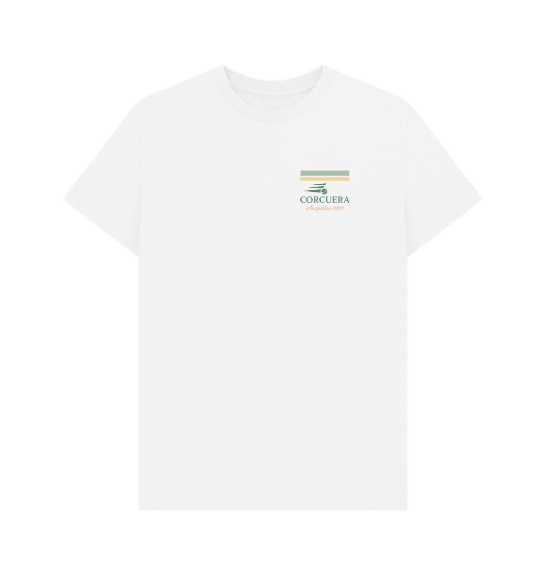 Corcuera Padel Club Heritage Acapulco 1969 T-Shirt in a clean, minimalist flat lay showing the premium soft-touch fabric and understated branding