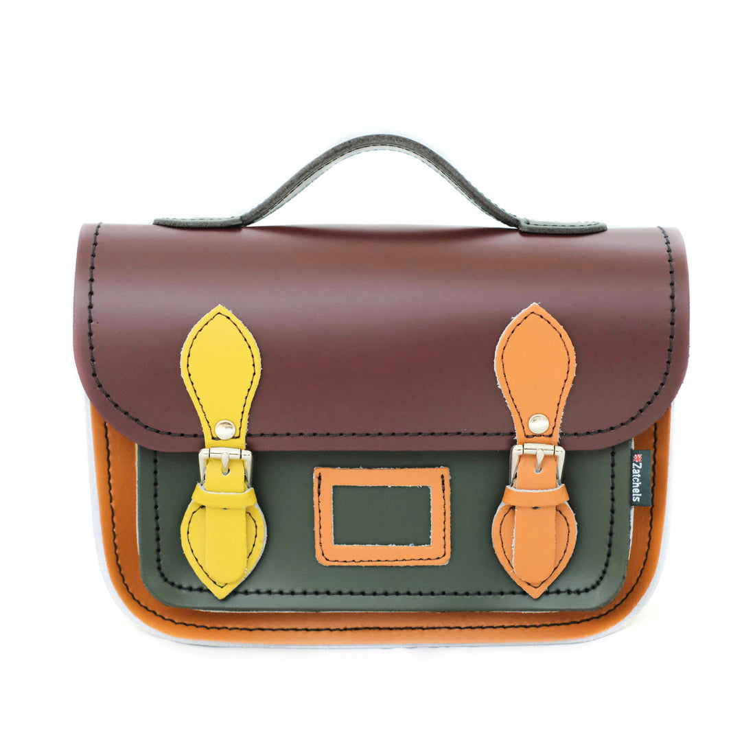 Handmade in England – The Zatchels Autumnal Kaleidoscope Leather Midi Satchel