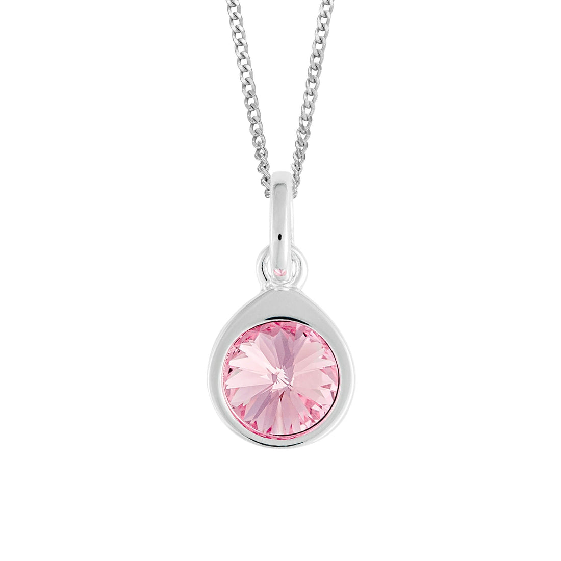 Gecko Jewellery Recycled Sterling Silver Coloured Crystal Teardrop Pendant — vibrant coloured crystal in a recycled sterling silver teardrop setting