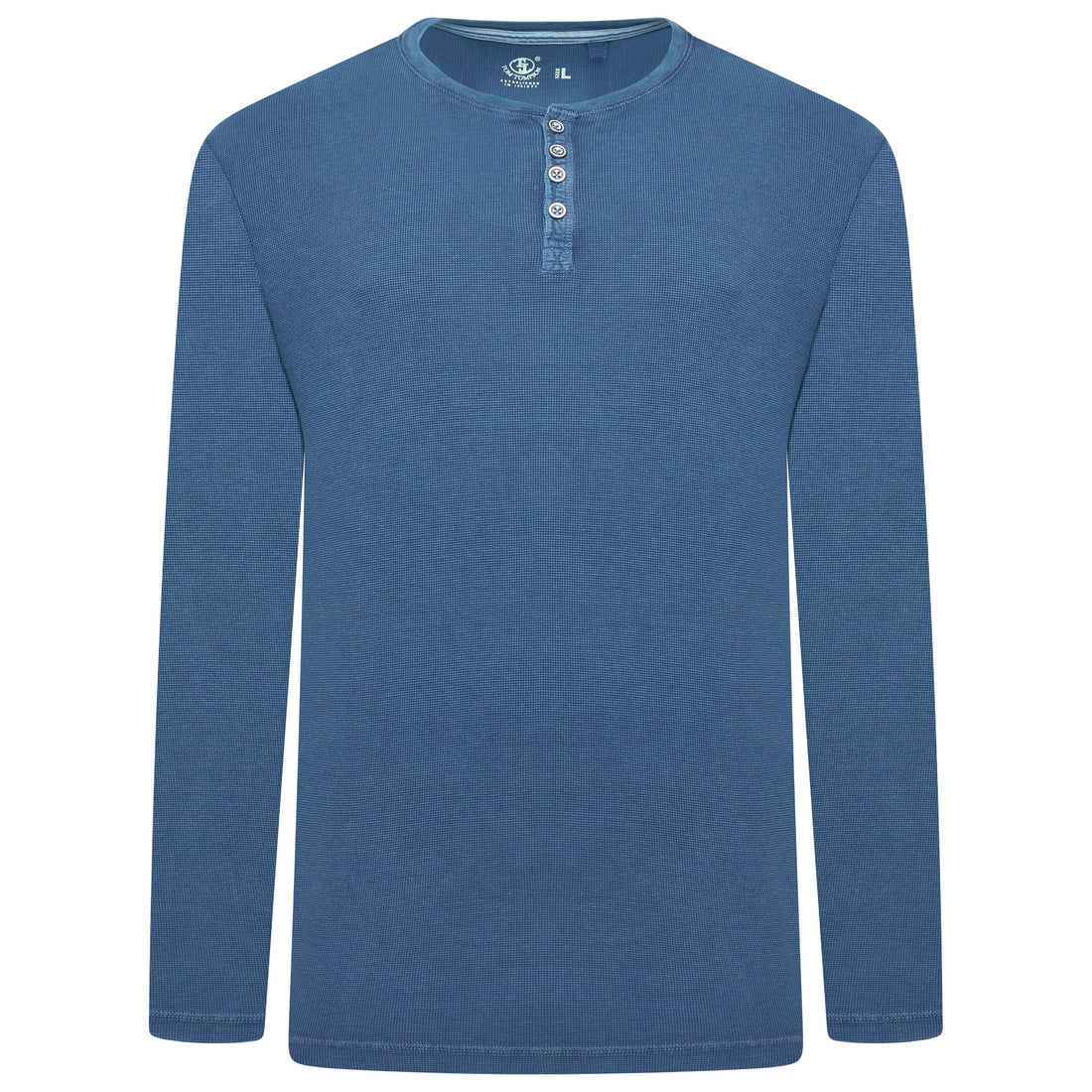 Tom Tominson Thermal Waffle Knit Henley T-Shirt – 100% cotton long sleeve Henley with four-button placket, metal buttons and waffle knit fabric in a regular fit, ideal for casual everyday wear