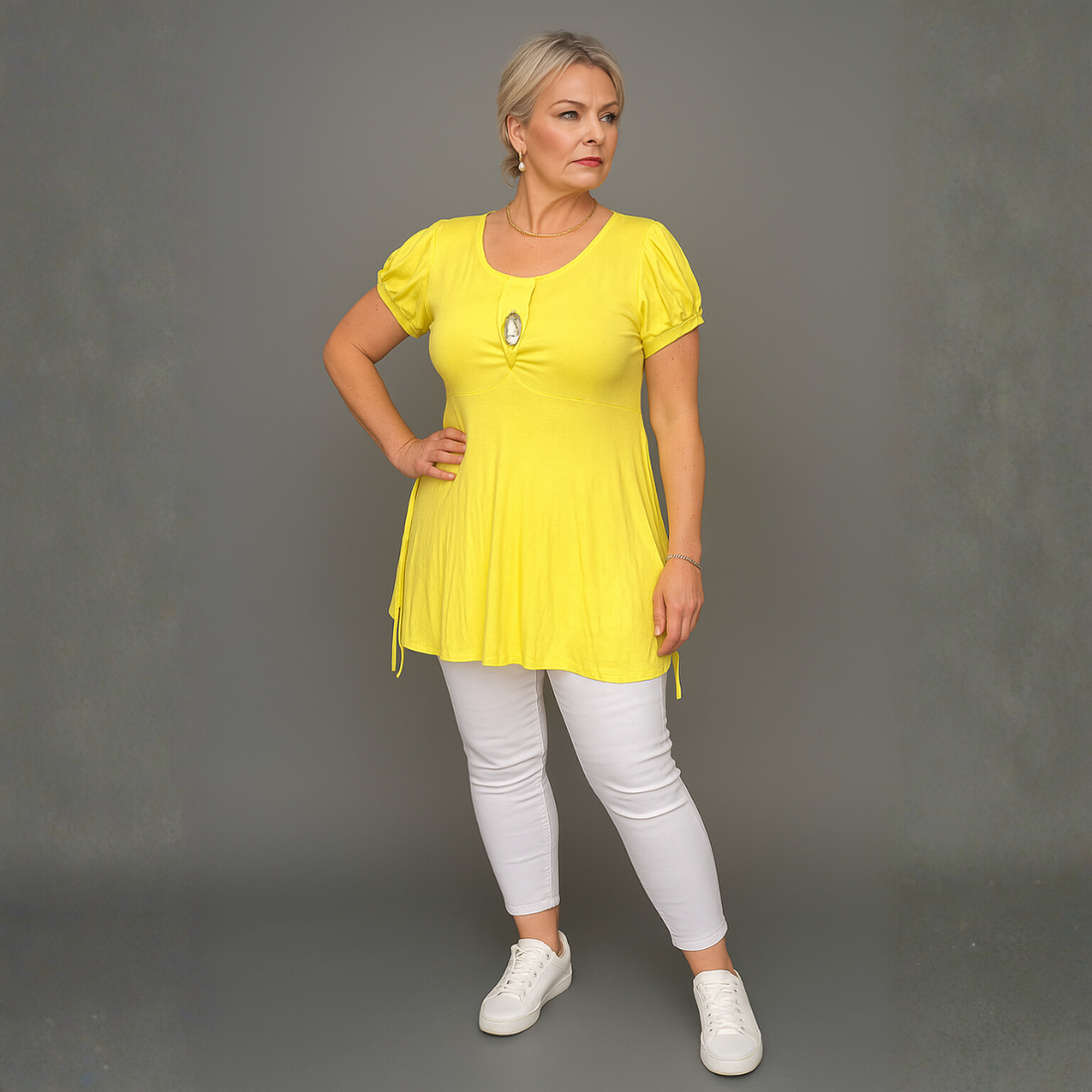 rockthosecurves Puff Sleeve Button Front Tunic Top – The Flattering Plus Size Top in 5 Colours for Just £10