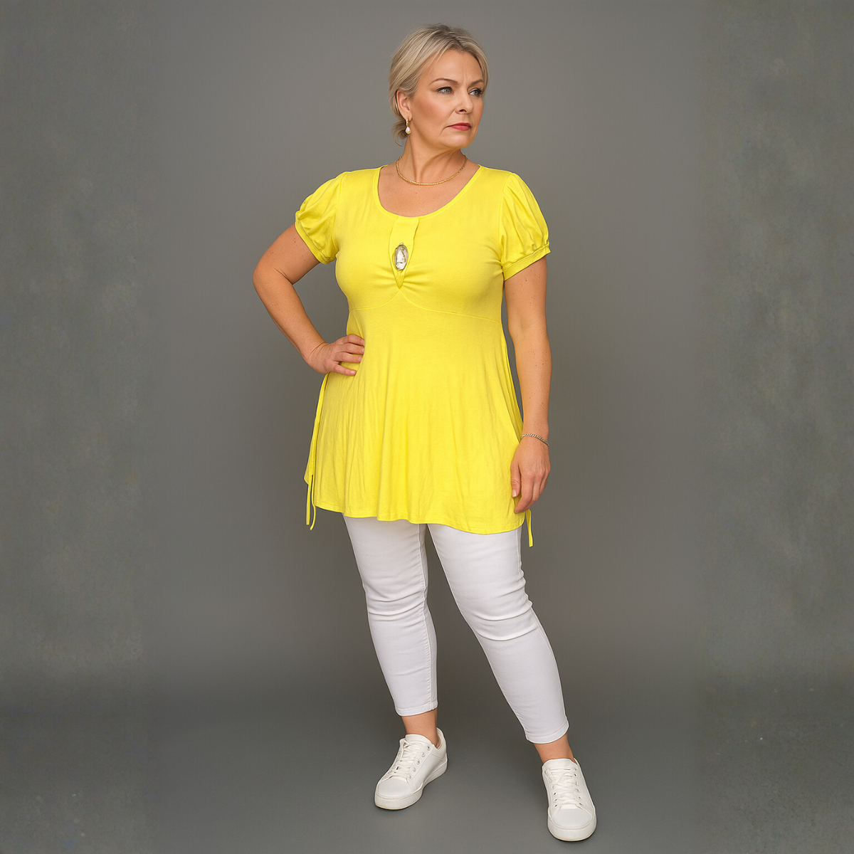 rockthosecurves Puff Sleeve Button Front Tunic Top – The Flattering Plus Size Top in 5 Colours for Just £10
