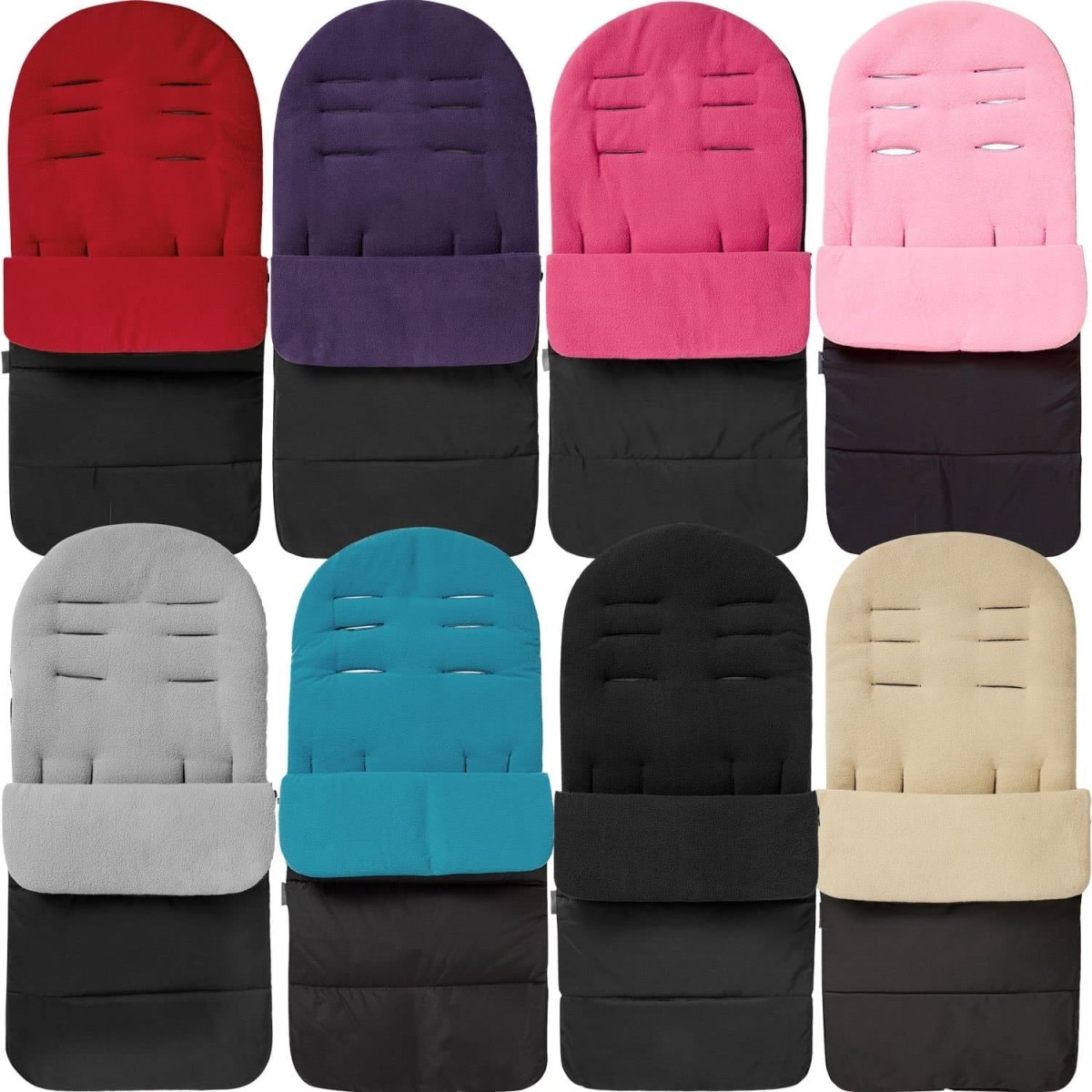 For Your Little One Universal Pushchair Footmuff in a neutral colourway fitted to a pushchair showing the waterproof outer, fleece lining and full zip design for easy use